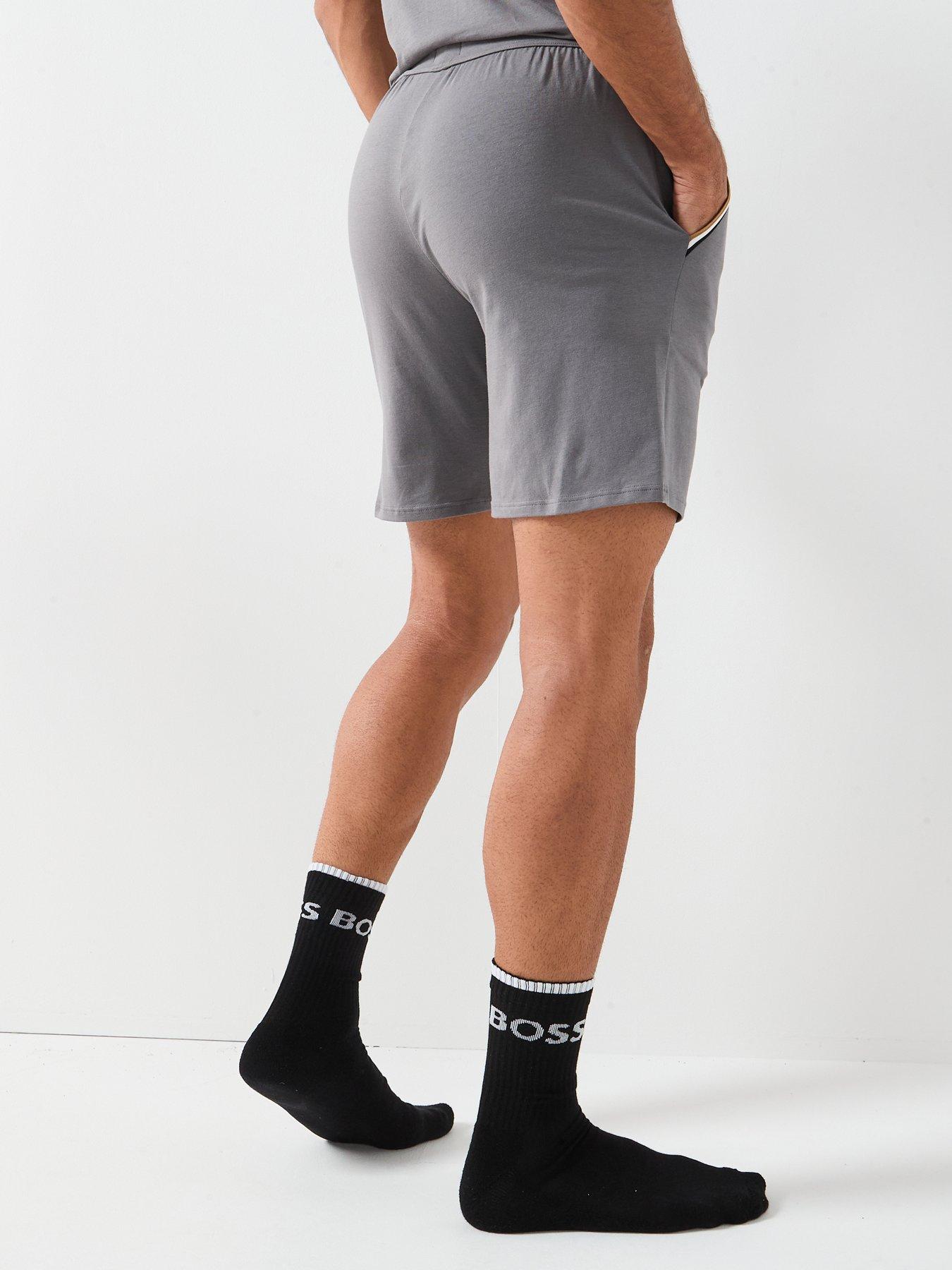 Image 2 of 4 of BOSS Unique Global Stripe Taped Loungewear Shorts - Grey