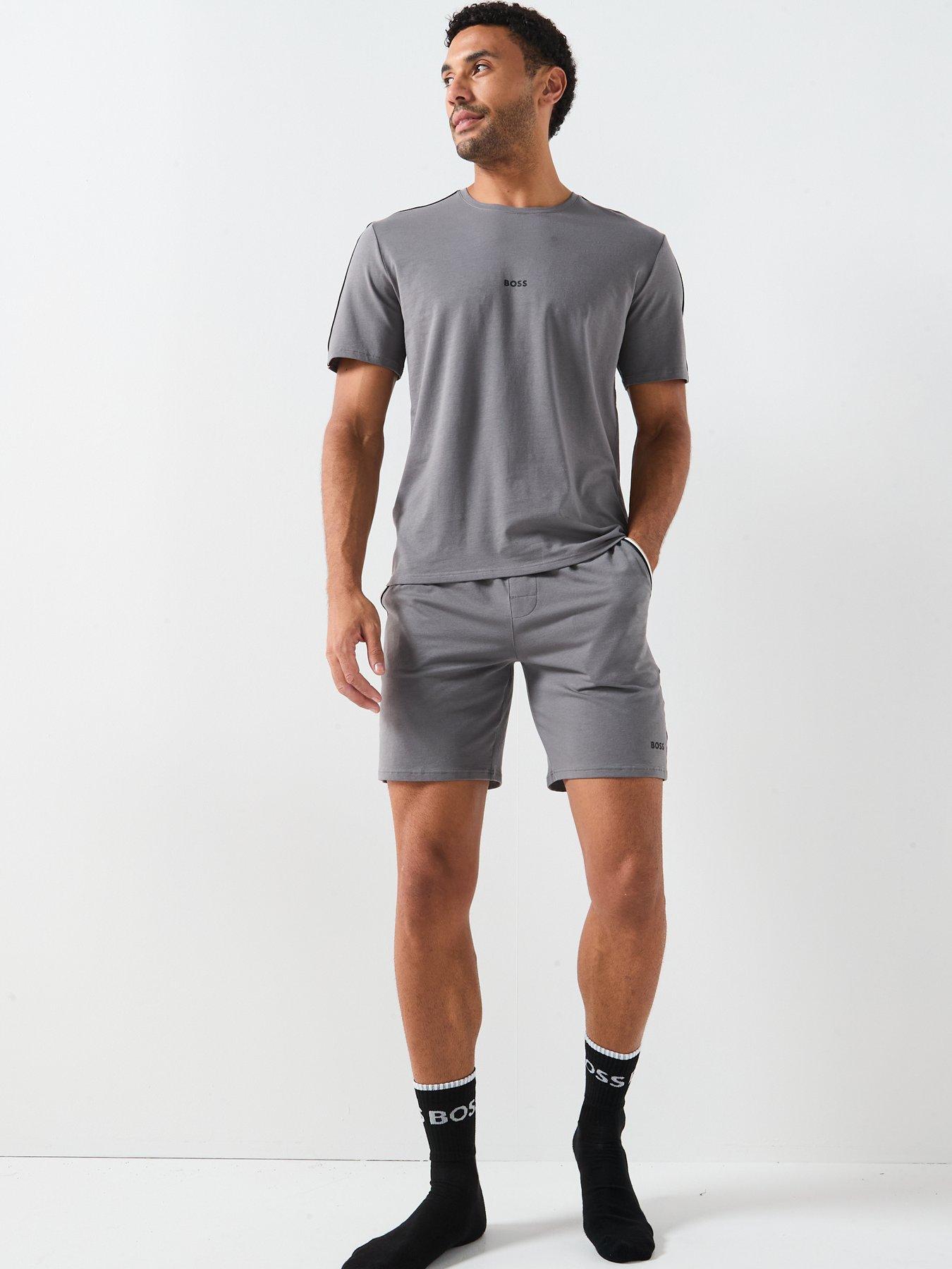 Image 3 of 4 of BOSS Unique Global Stripe Taped Loungewear Shorts - Grey