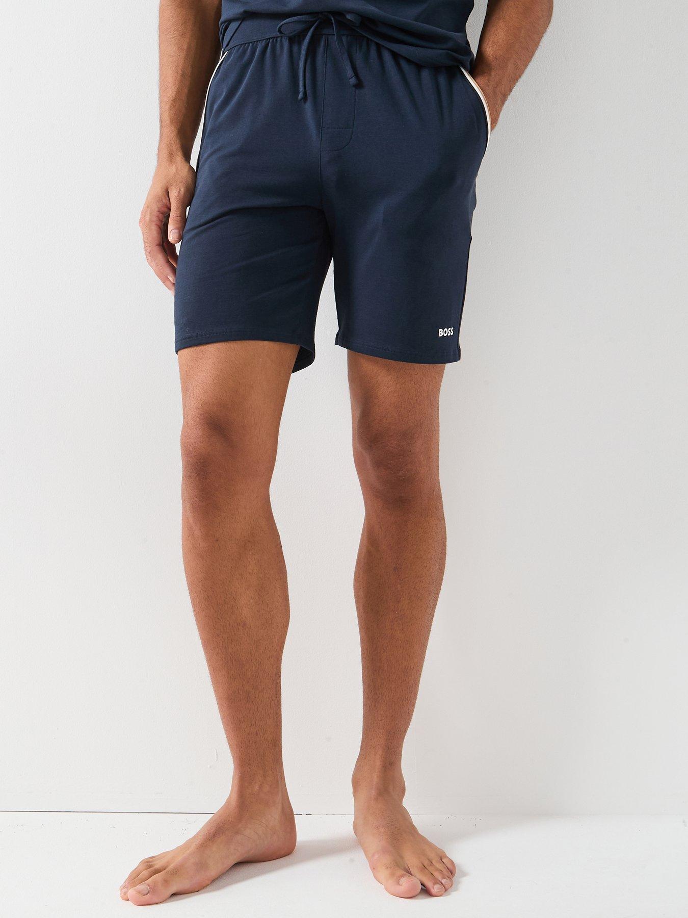 BOSS Unique Global Stripe Taped Loungewear Shorts - Navy