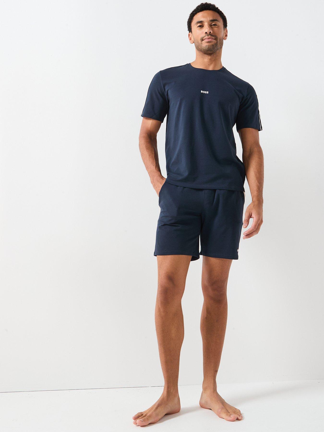 Image 3 of 5 of BOSS Boss Unique Global Stripe Taped Loungewear Shorts - Navy