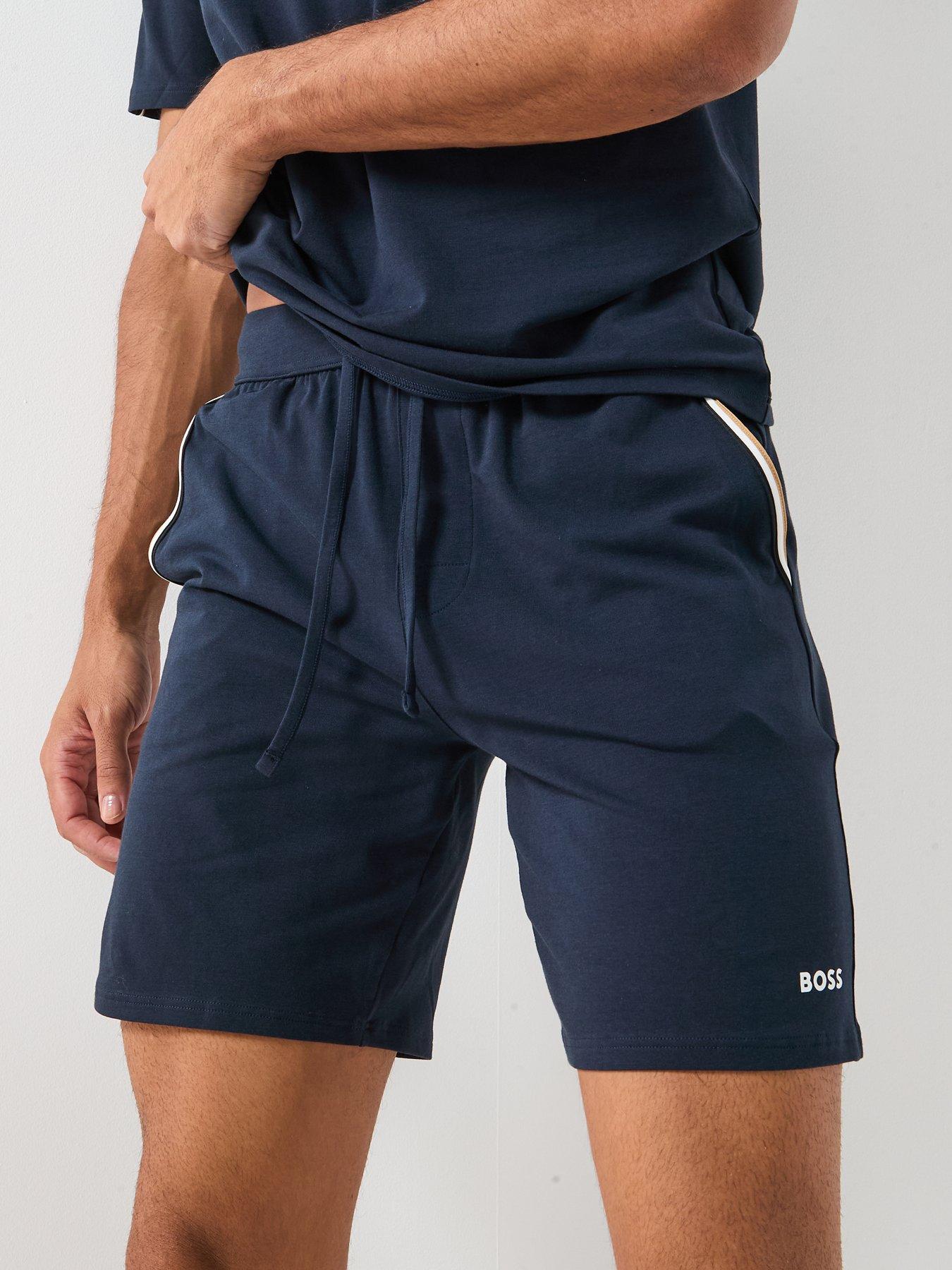 Image 4 of 5 of BOSS Boss Unique Global Stripe Taped Loungewear Shorts - Navy