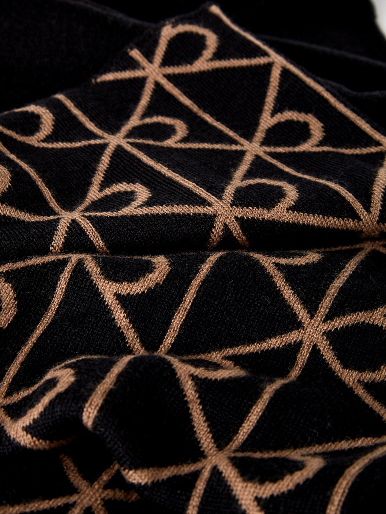  image of calvin-klein-embellished-reversible-wool-scarf-black