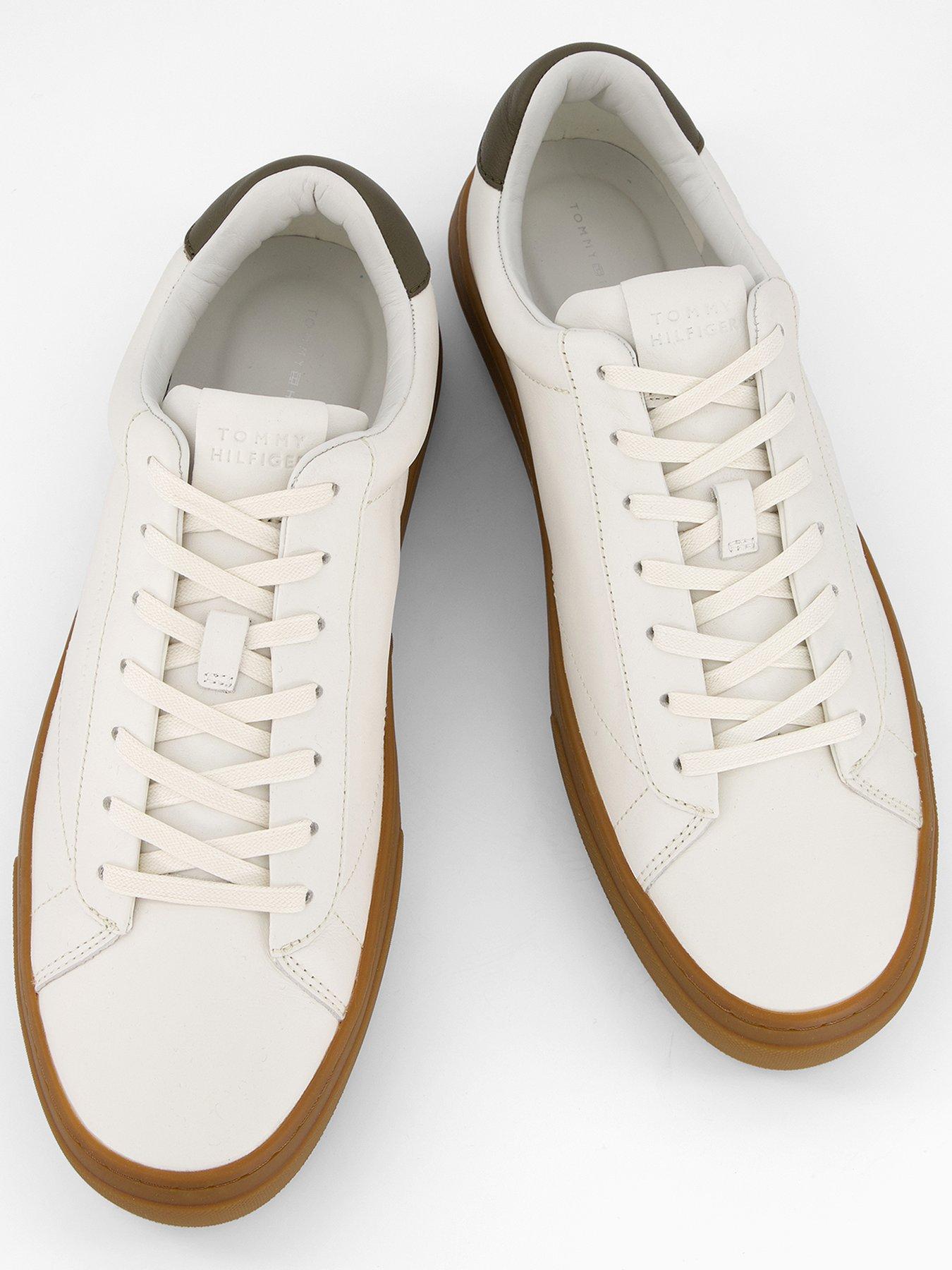 Image 3 of 7 of Tommy Hilfiger Premium Dress Cupsole Leather Sneakers - White