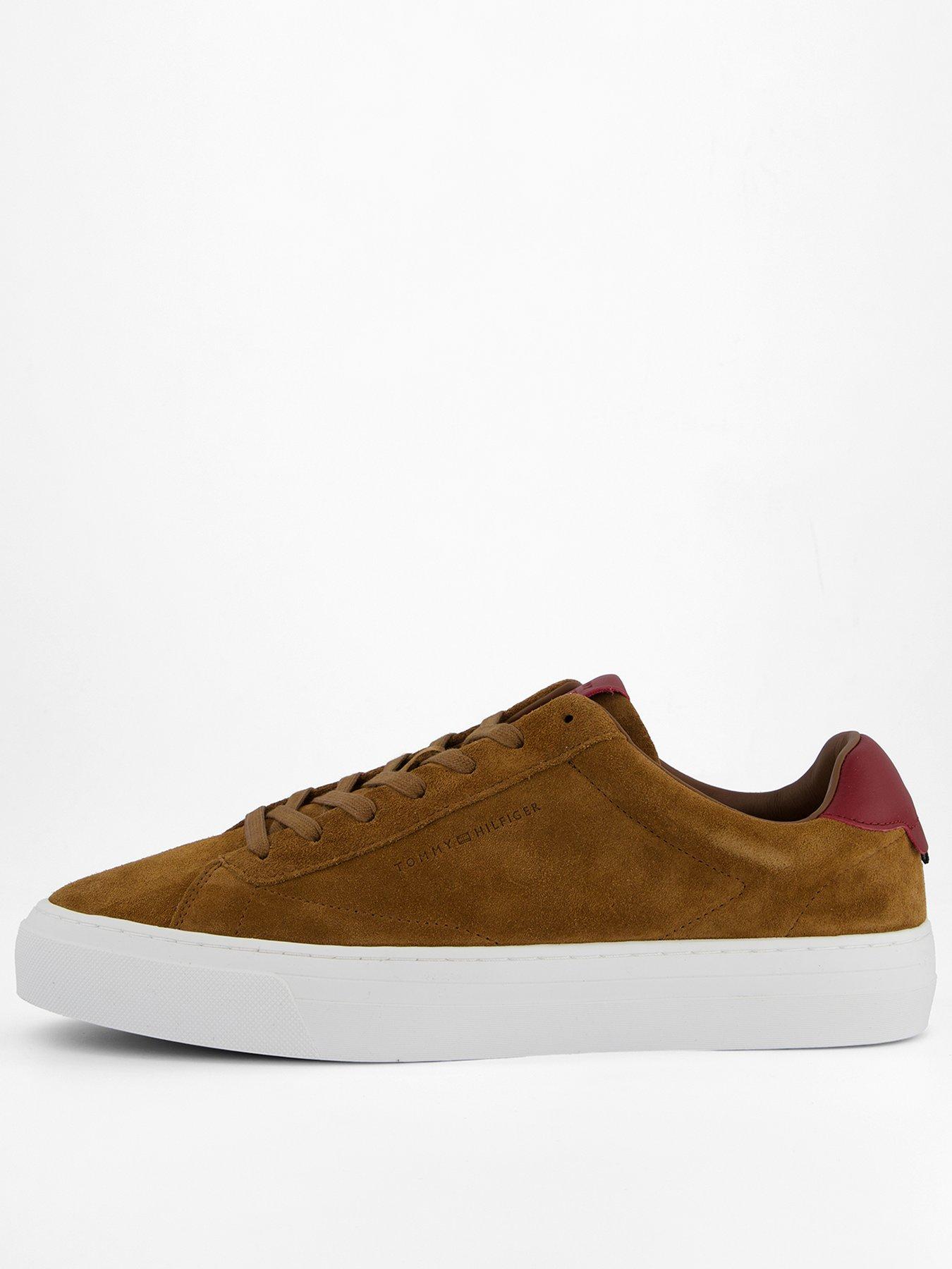 front image of tommy-hilfiger-premium-dress-cupsole-suede-trainers-brown