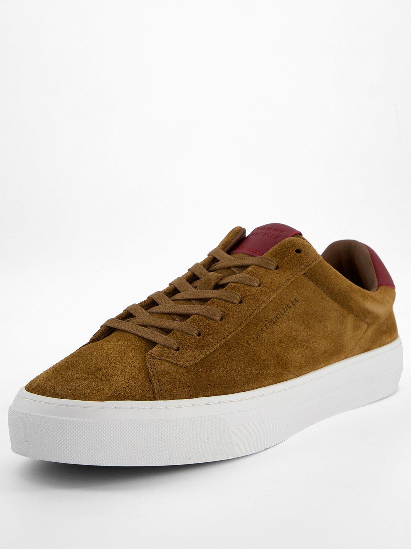 stillFront image of tommy-hilfiger-premium-dress-cupsole-suede-trainers-brown