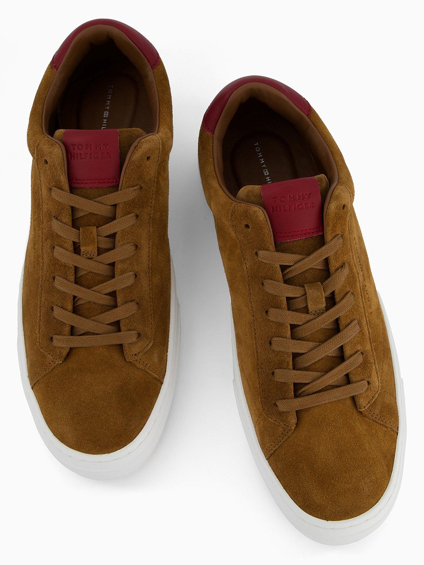  image of tommy-hilfiger-premium-dress-cupsole-suede-trainers-brown