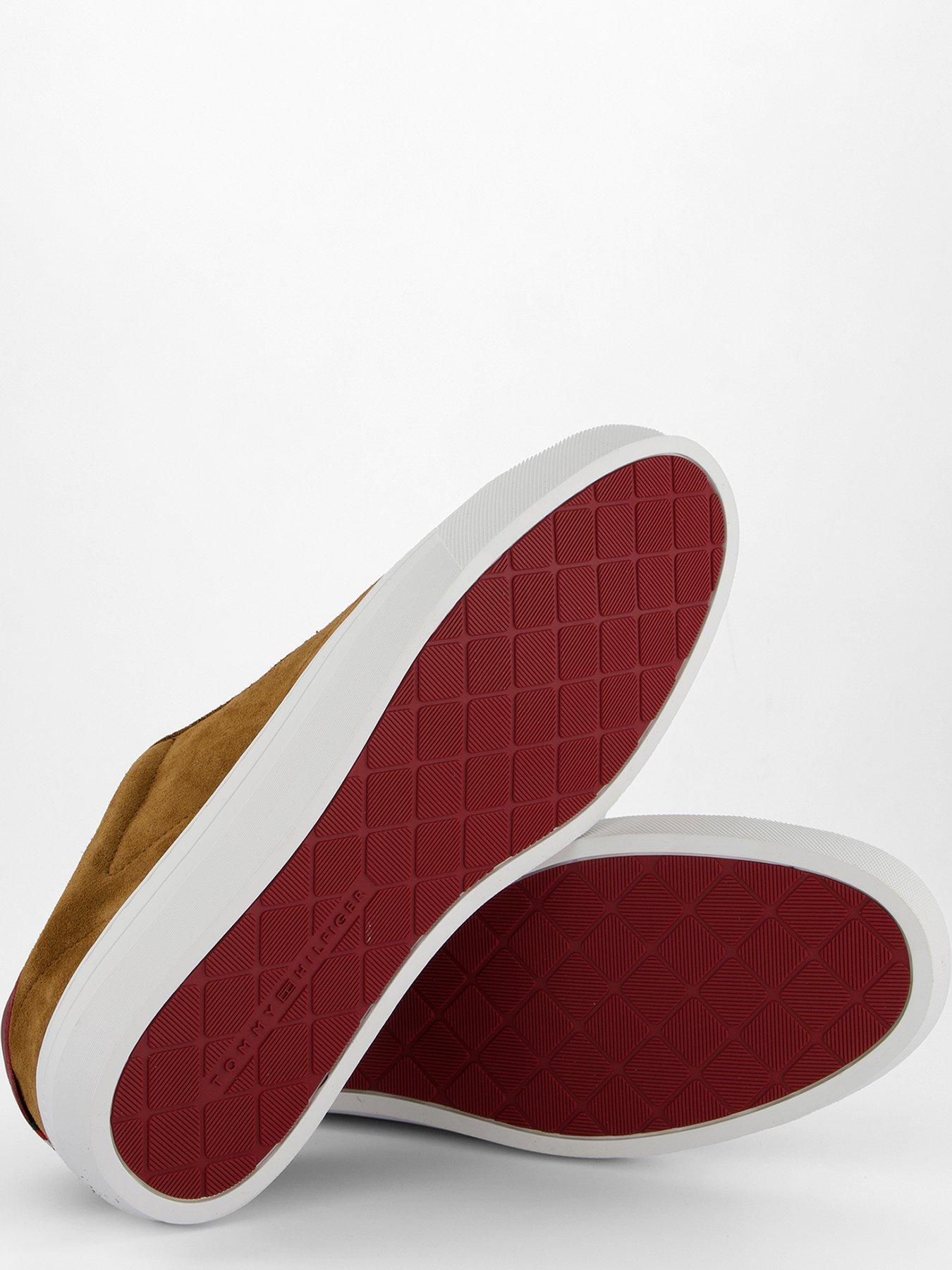 image of tommy-hilfiger-premium-dress-cupsole-suede-trainers-brown