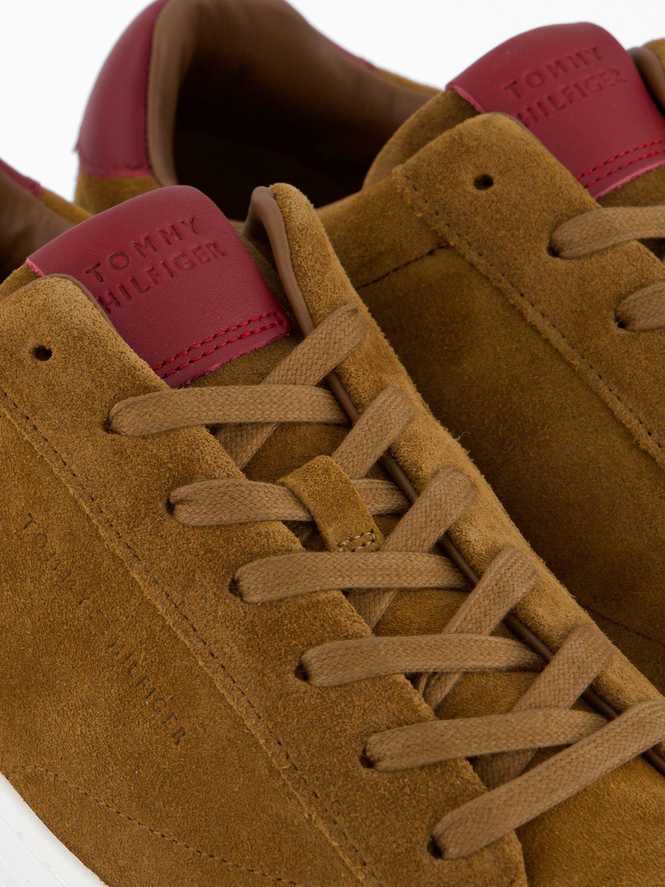  image of tommy-hilfiger-premium-dress-cupsole-suede-trainers-brown
