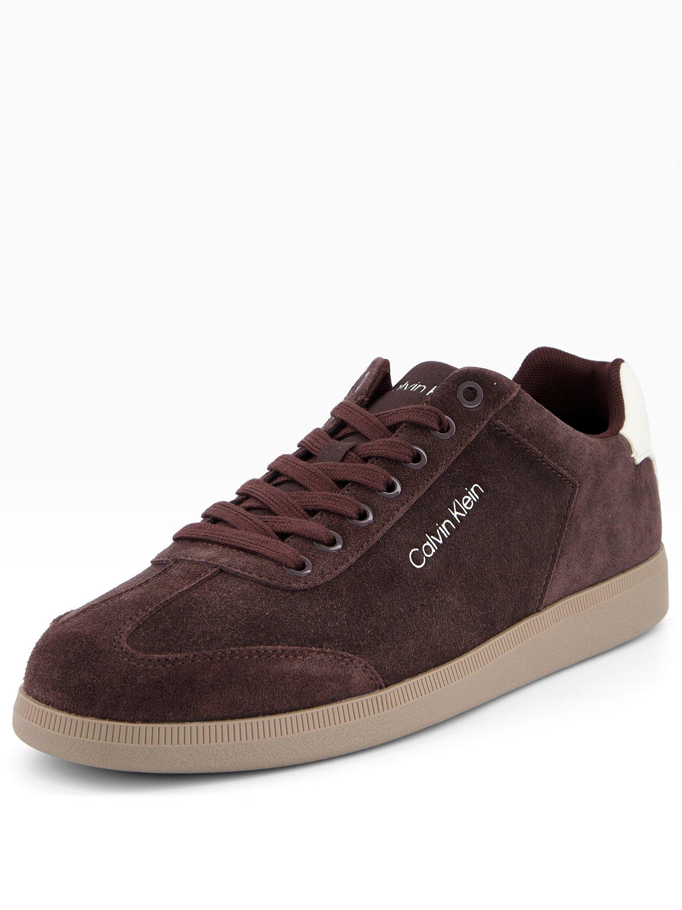 Image 2 of 7 of Calvin Klein Low Cupsole Laceup Suede Trainers - Brown