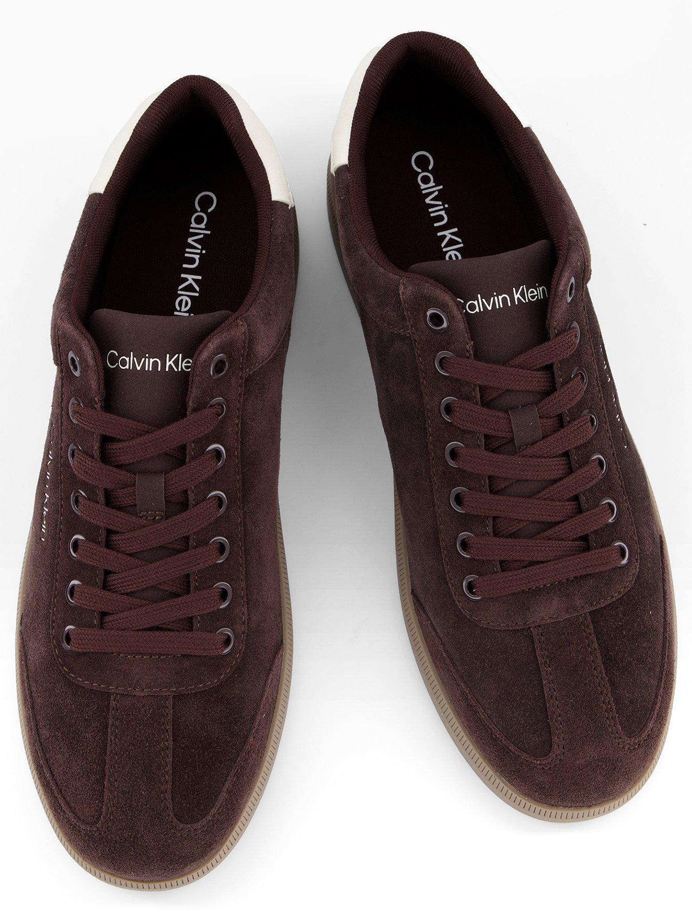 Image 3 of 7 of Calvin Klein Low Cupsole Laceup Suede Trainers - Brown