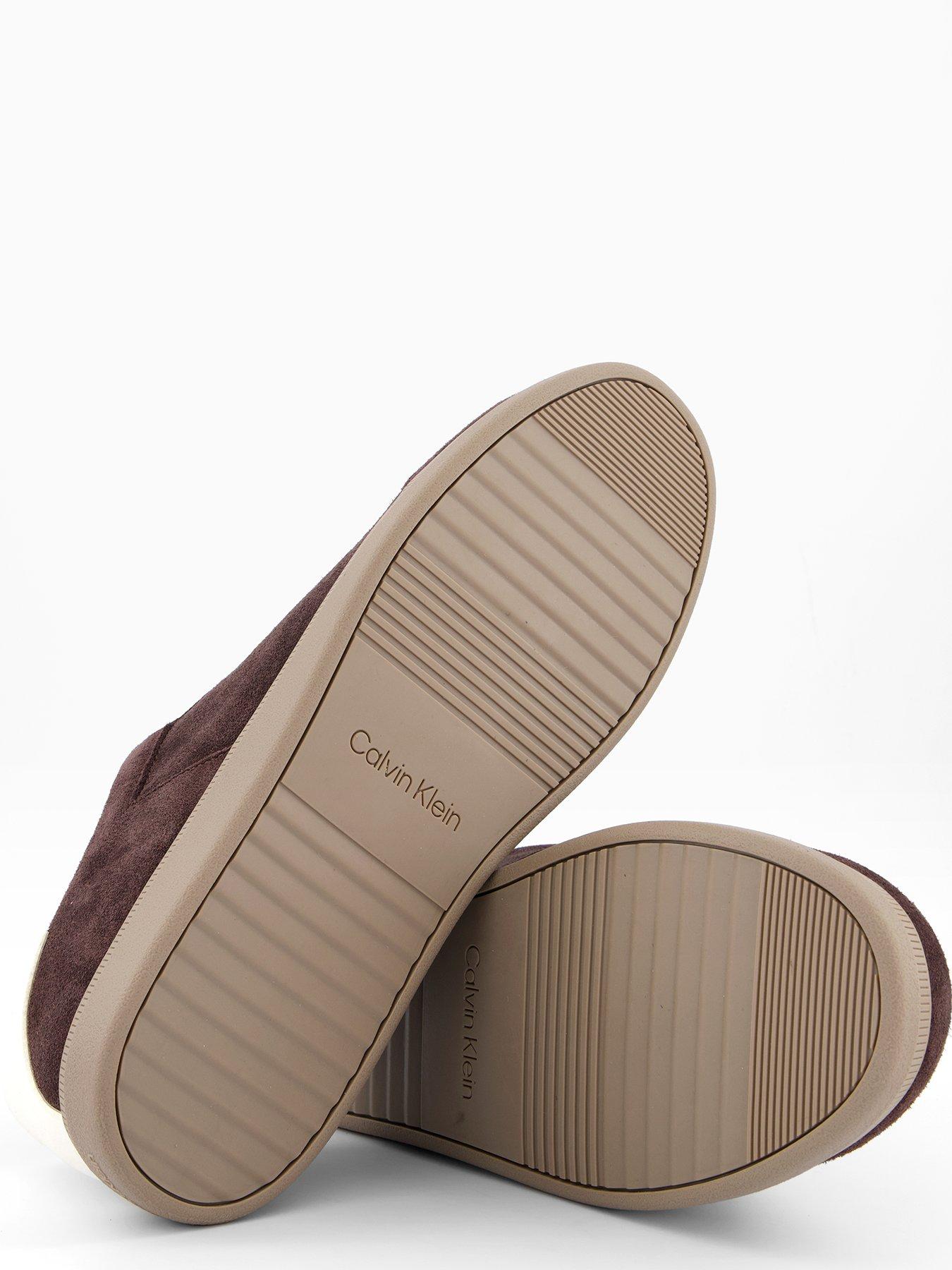 Image 4 of 7 of Calvin Klein Low Cupsole Laceup Suede Trainers - Brown