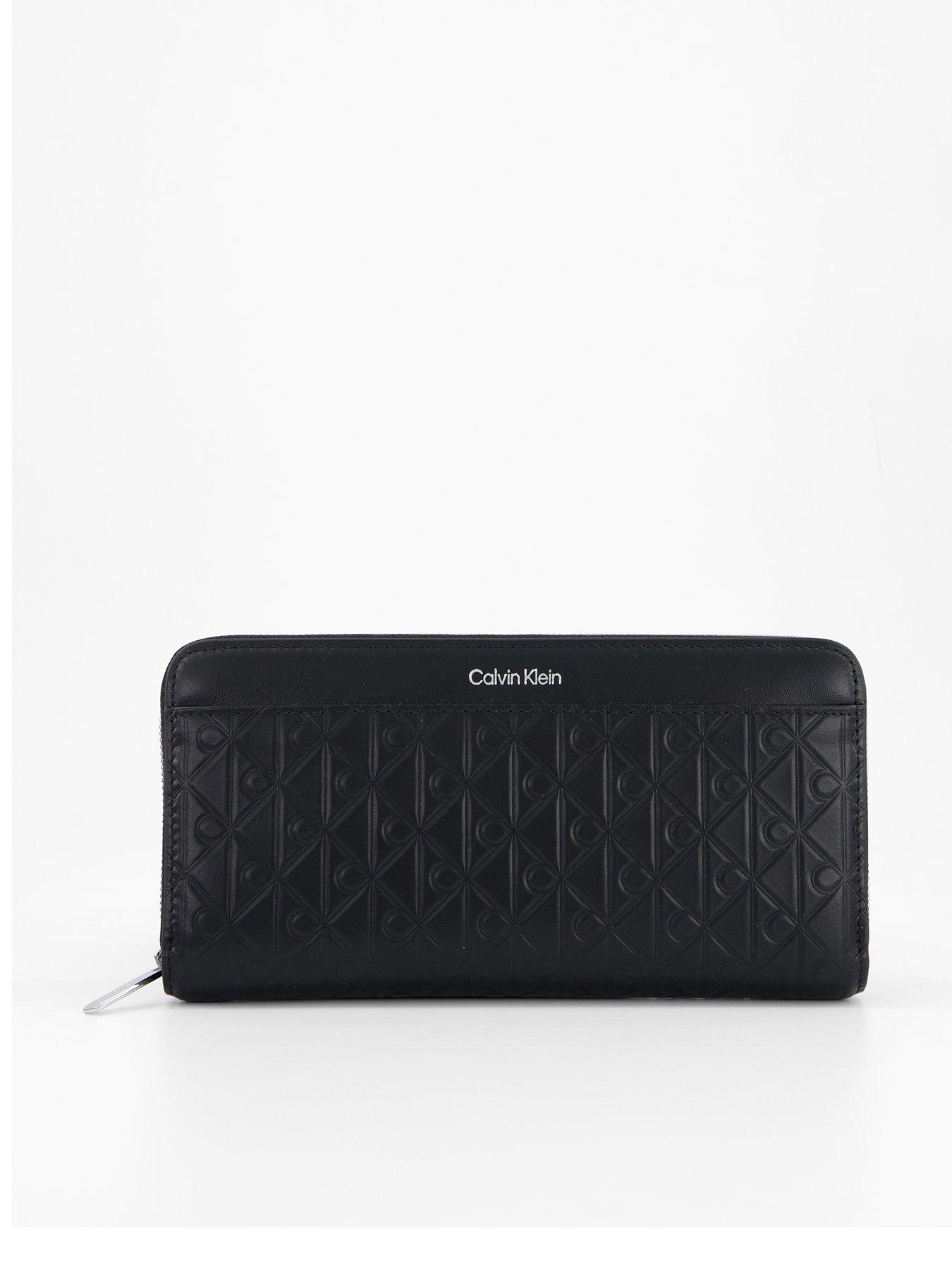 Calvin Klein CK Pattern Zip Around Purse - Black