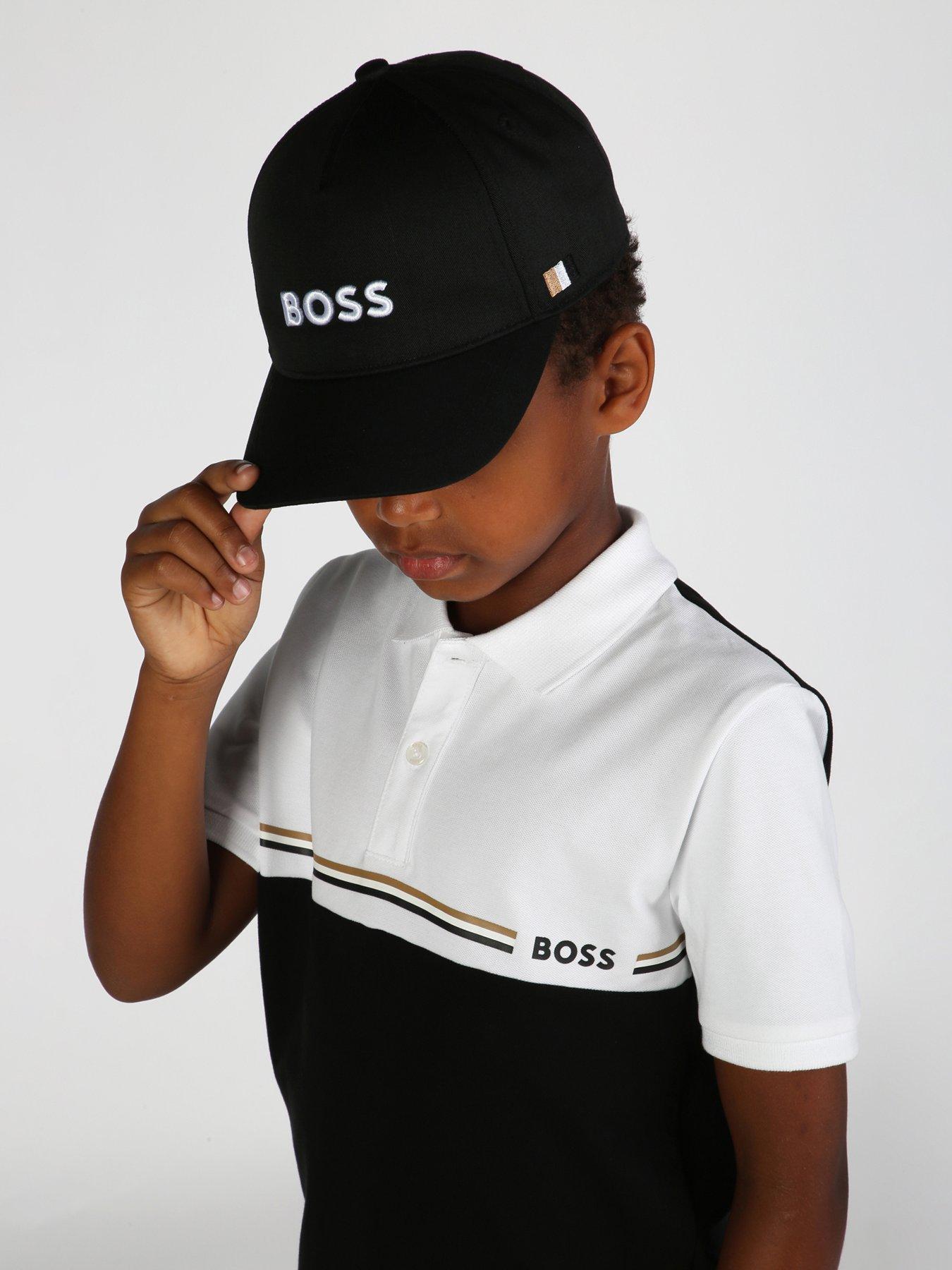  image of boss-boys-colour-block-short-sleeve-polo-shirt-black