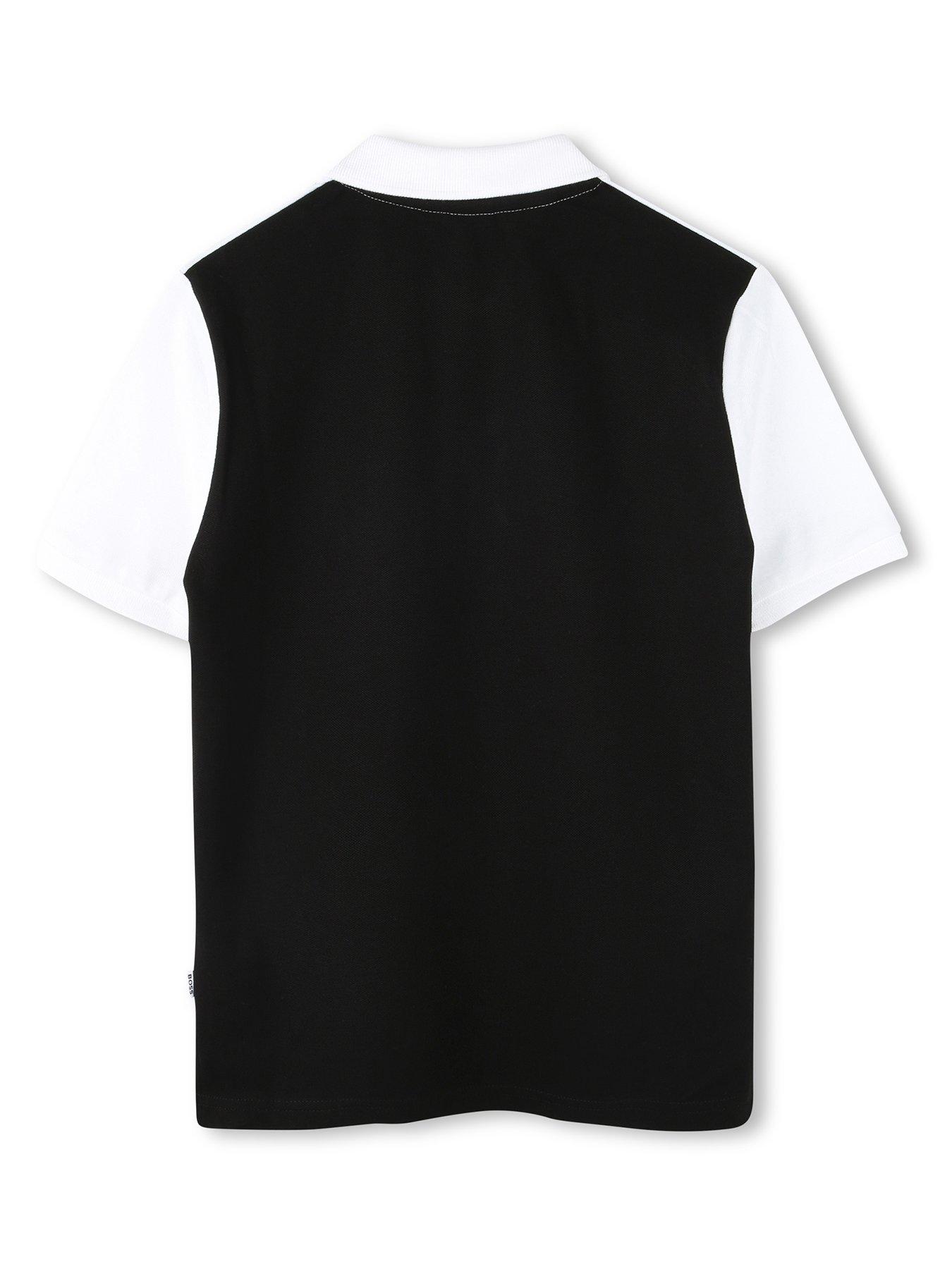  image of boss-boys-colour-block-short-sleeve-polo-shirt-black