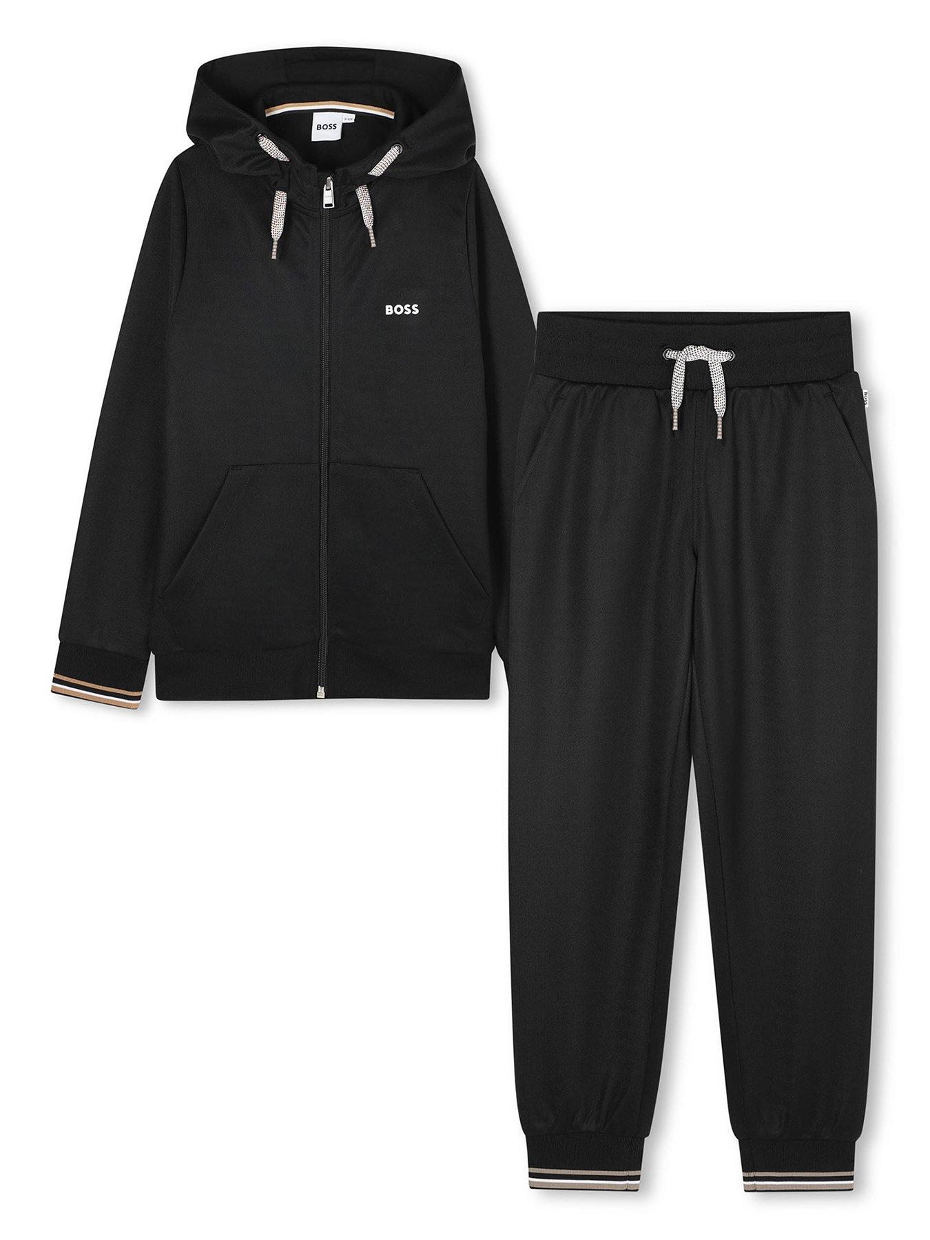  image of boss-boys-zip-through-hoodie-jog-set-black