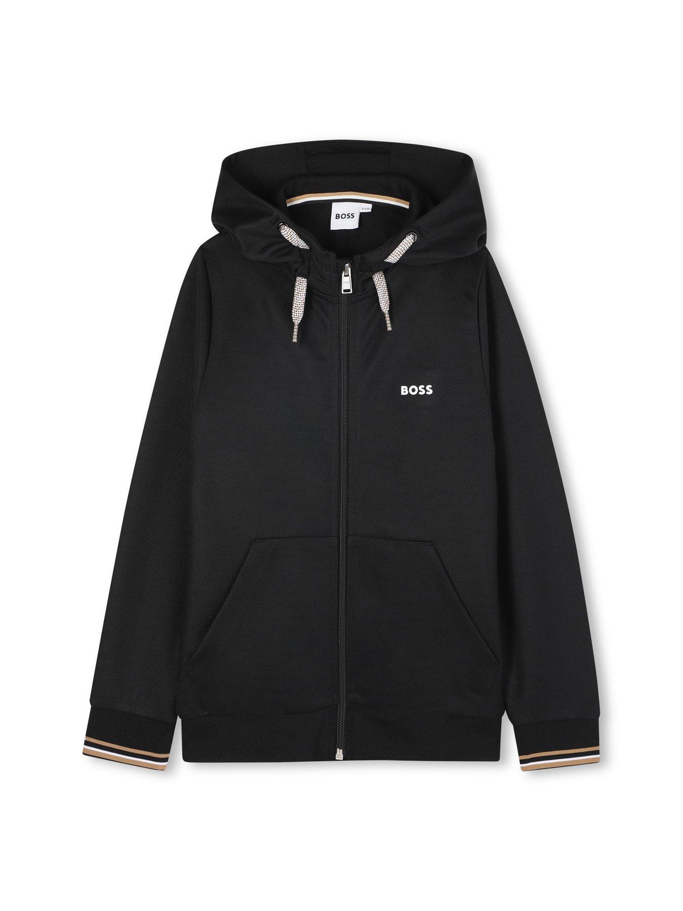  image of boss-boys-zip-through-hoodie-jog-set-black