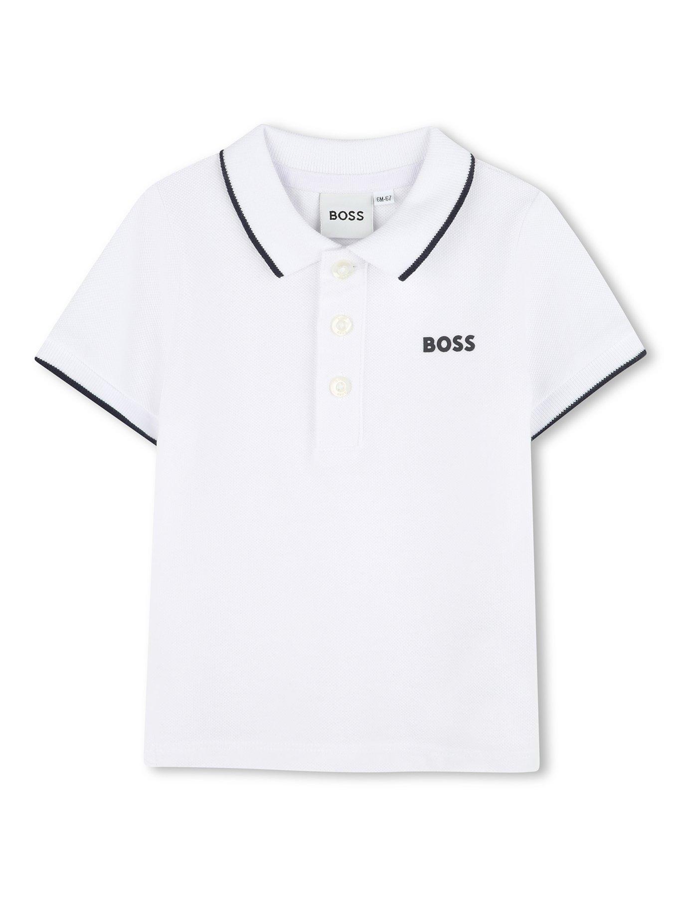 front image of boss-baby-boys-short-sleeve-logo-polo-shirt-white