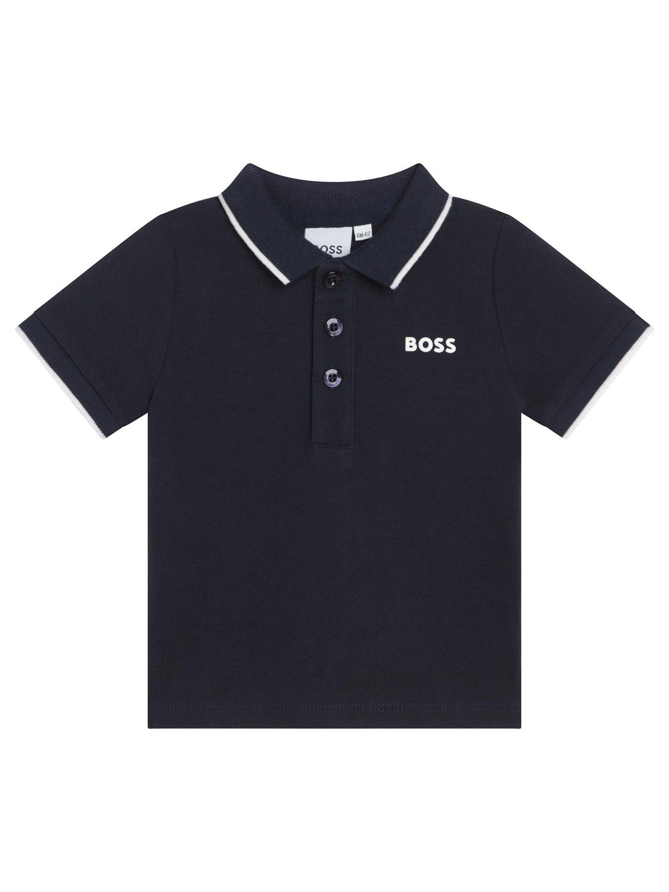 front image of boss-baby-boys-short-sleeve-logo-polo-shirt-navy