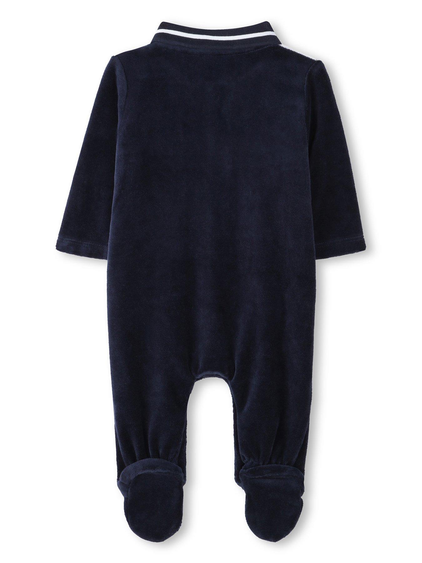  image of boss-newborn-baby-boys-polo-collar-sleepsuit-navy