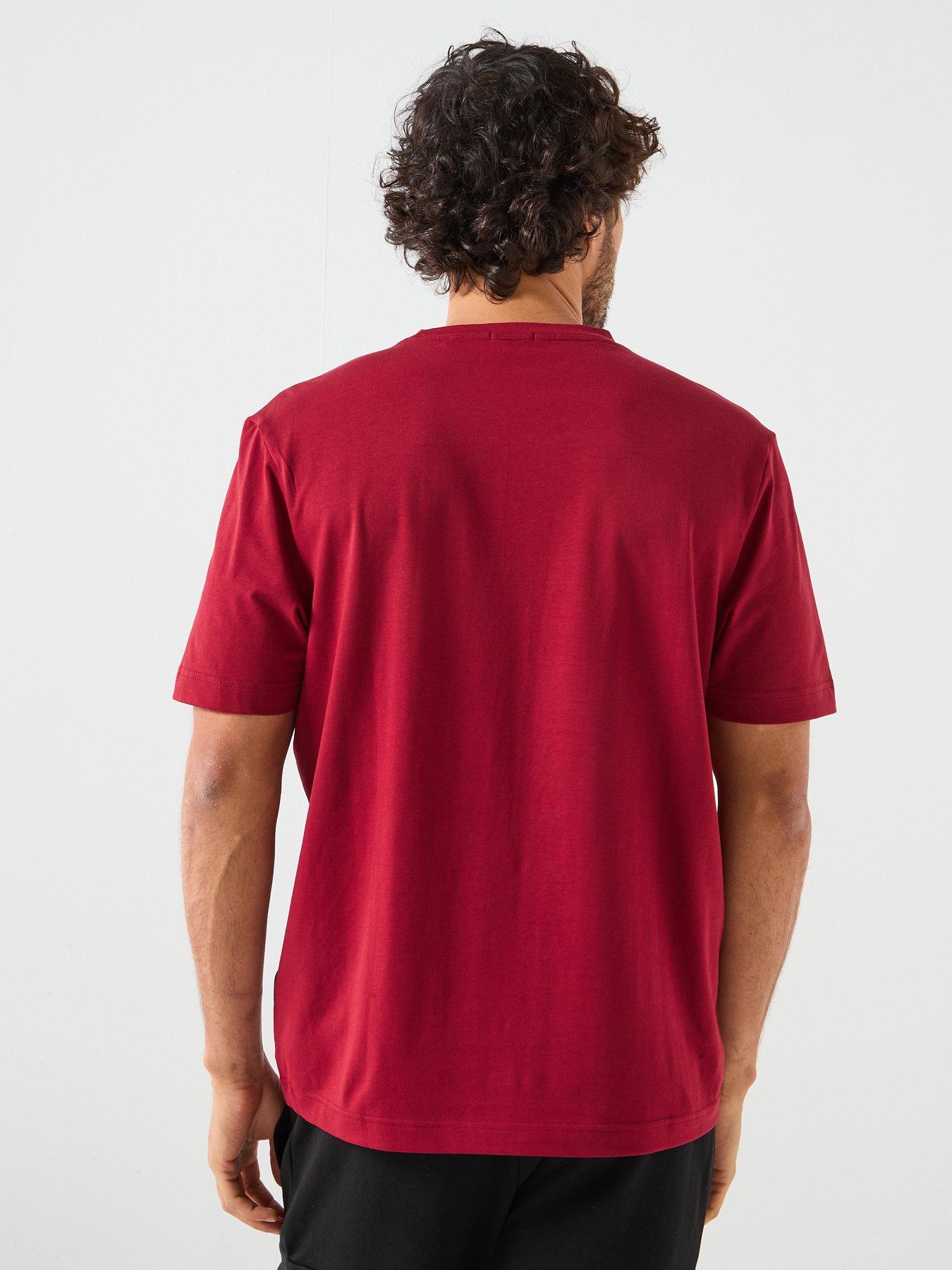 stillFront image of boss-tchup-relaxed-fit-centre-logo-t-shirt-dark-red