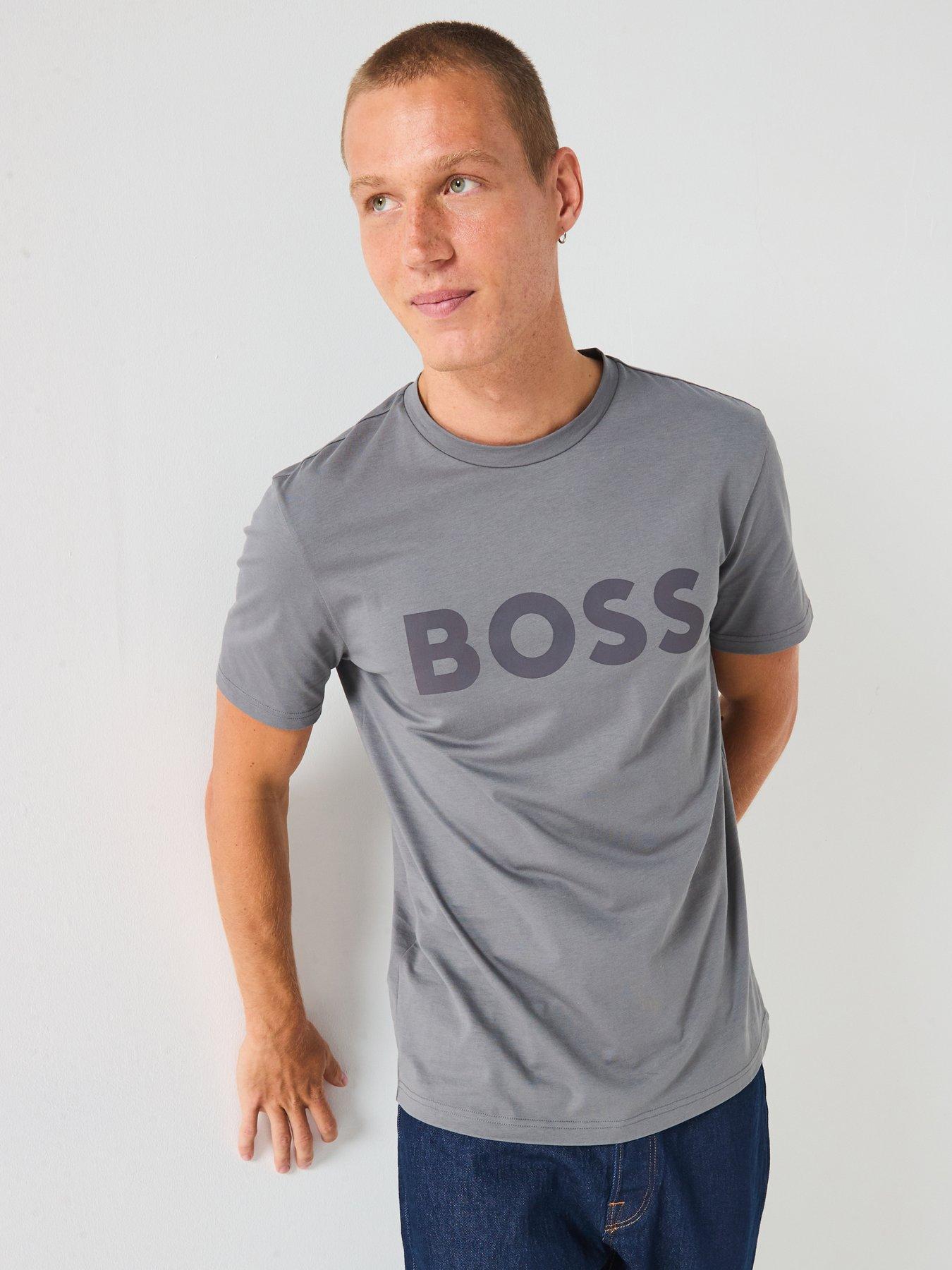 BOSS Large Logo T-Shirt - Light Grey