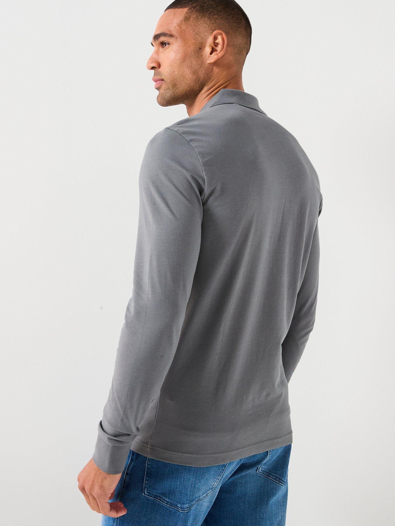 Image 2 of 6 of BOSS Passerby Long Sleeve Slim Fit Polo Shirt - Light Grey