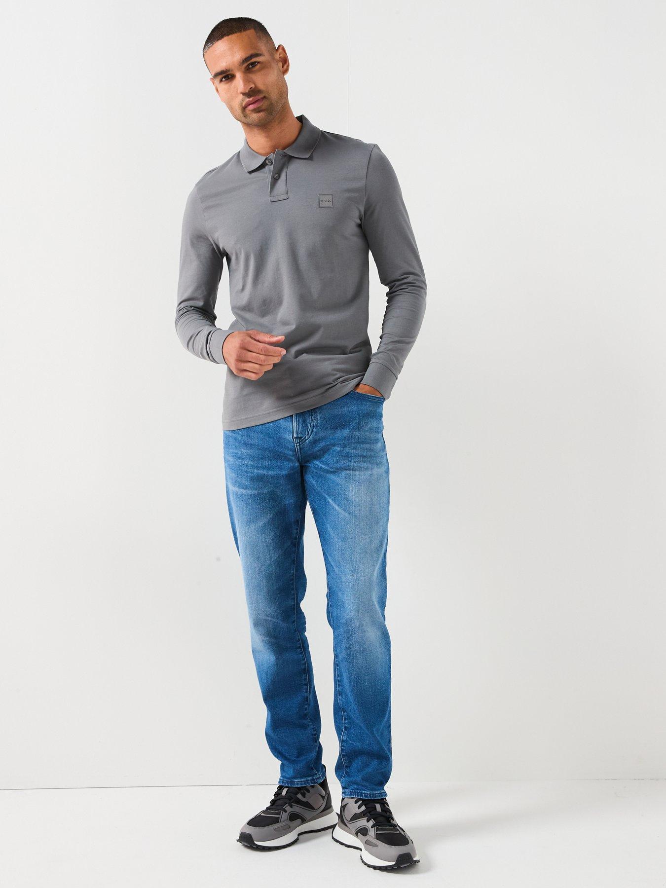 Image 3 of 6 of BOSS Passerby Long Sleeve Slim Fit Polo Shirt - Light Grey