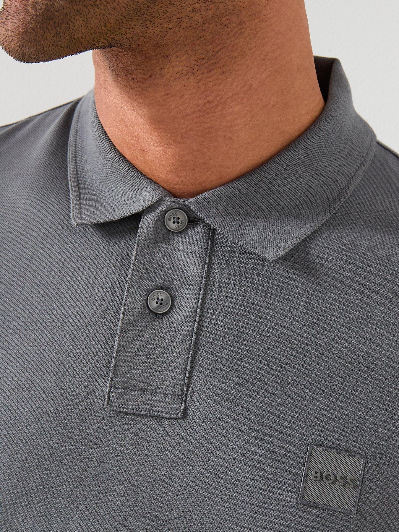 Image 4 of 6 of BOSS Passerby Long Sleeve Slim Fit Polo Shirt - Light Grey