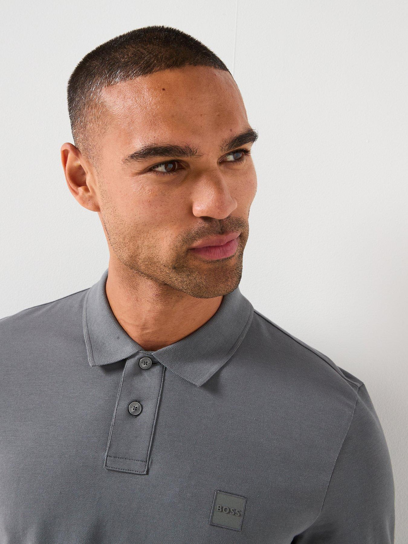 Image 6 of 6 of BOSS Passerby Long Sleeve Slim Fit Polo Shirt - Light Grey