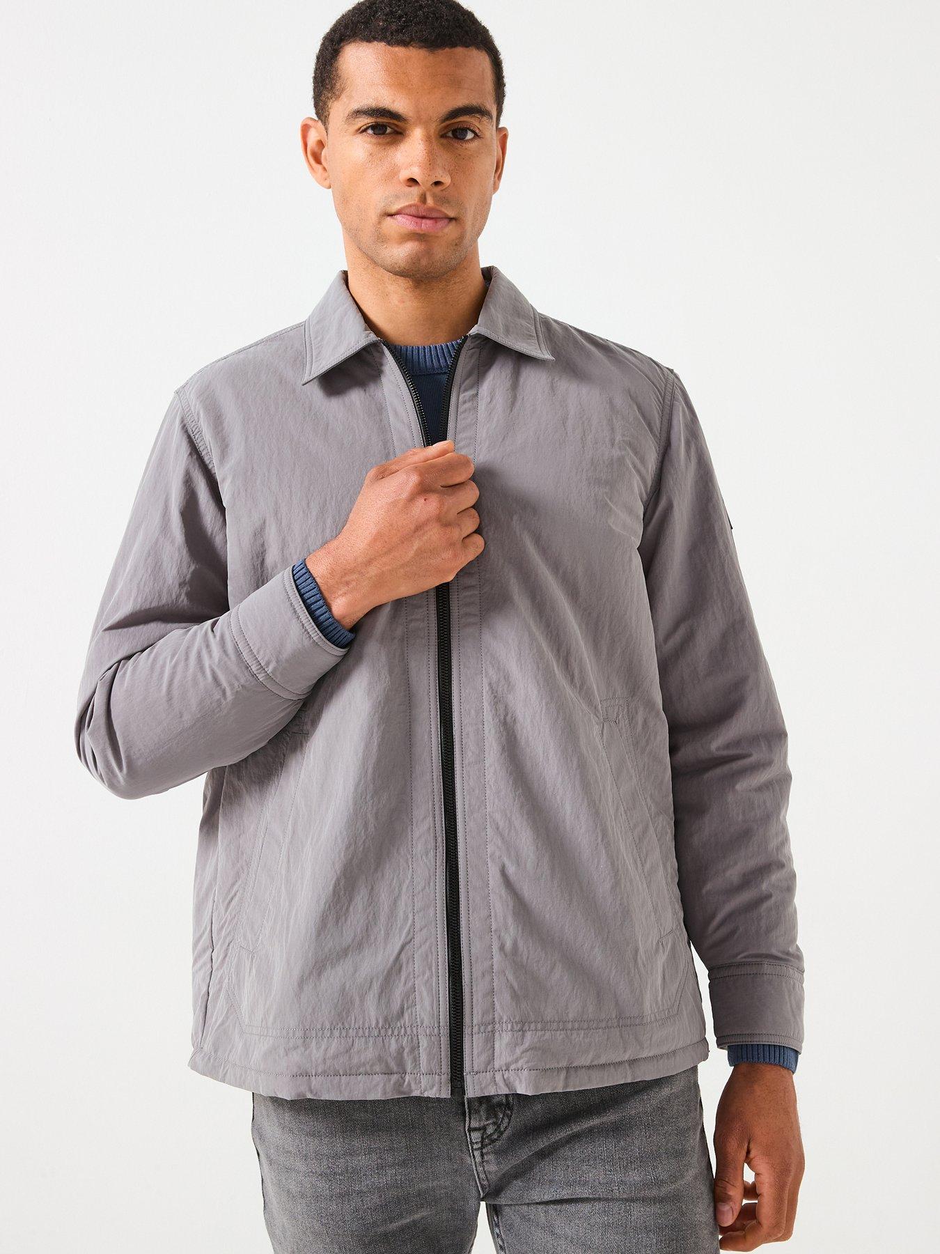 BOSS Leejay_1_M Oversize Fit Zip Shacket - Light Grey