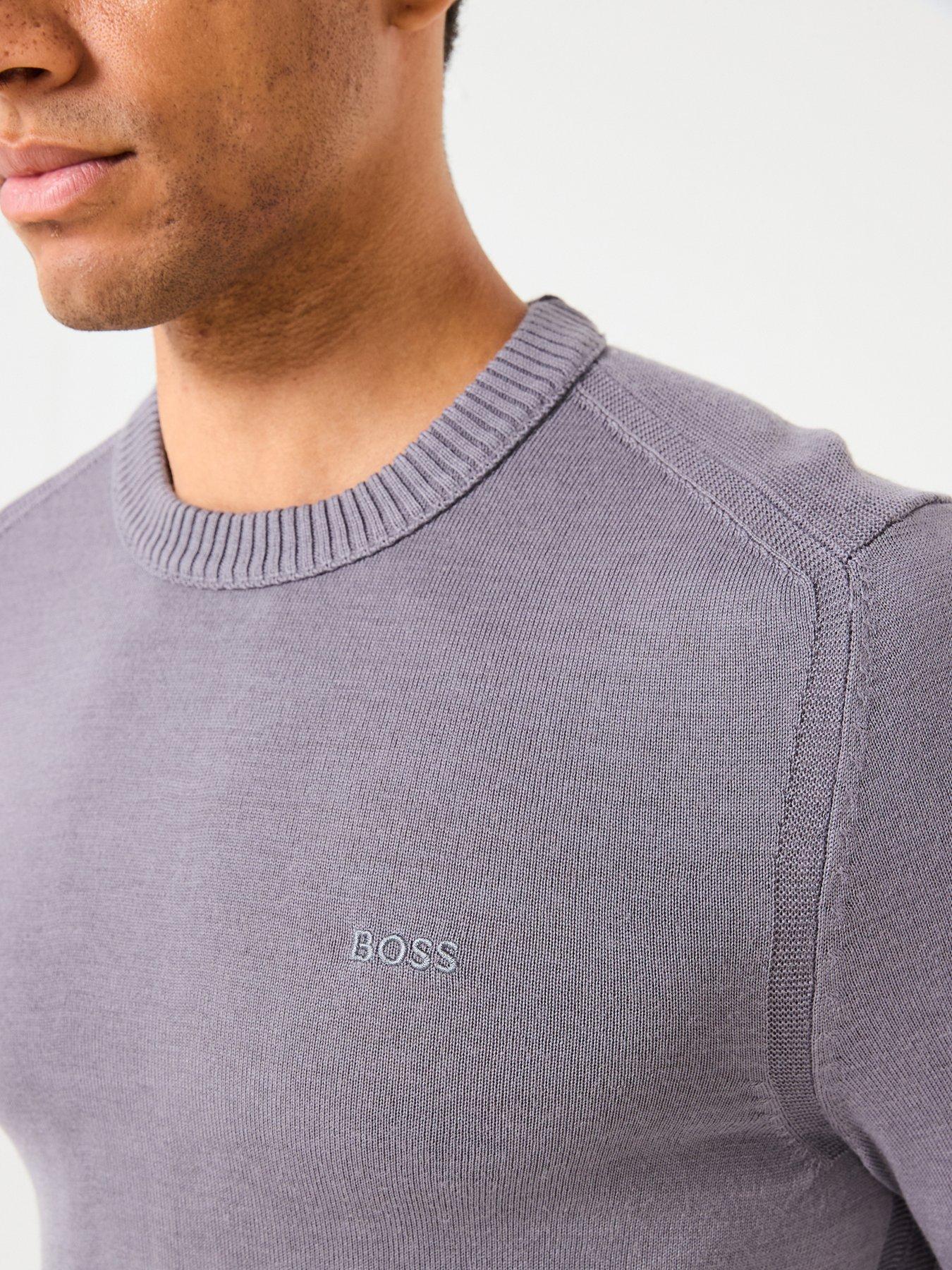 Image 4 of 6 of BOSS Avac Crew Knitted Jumper - Light Grey