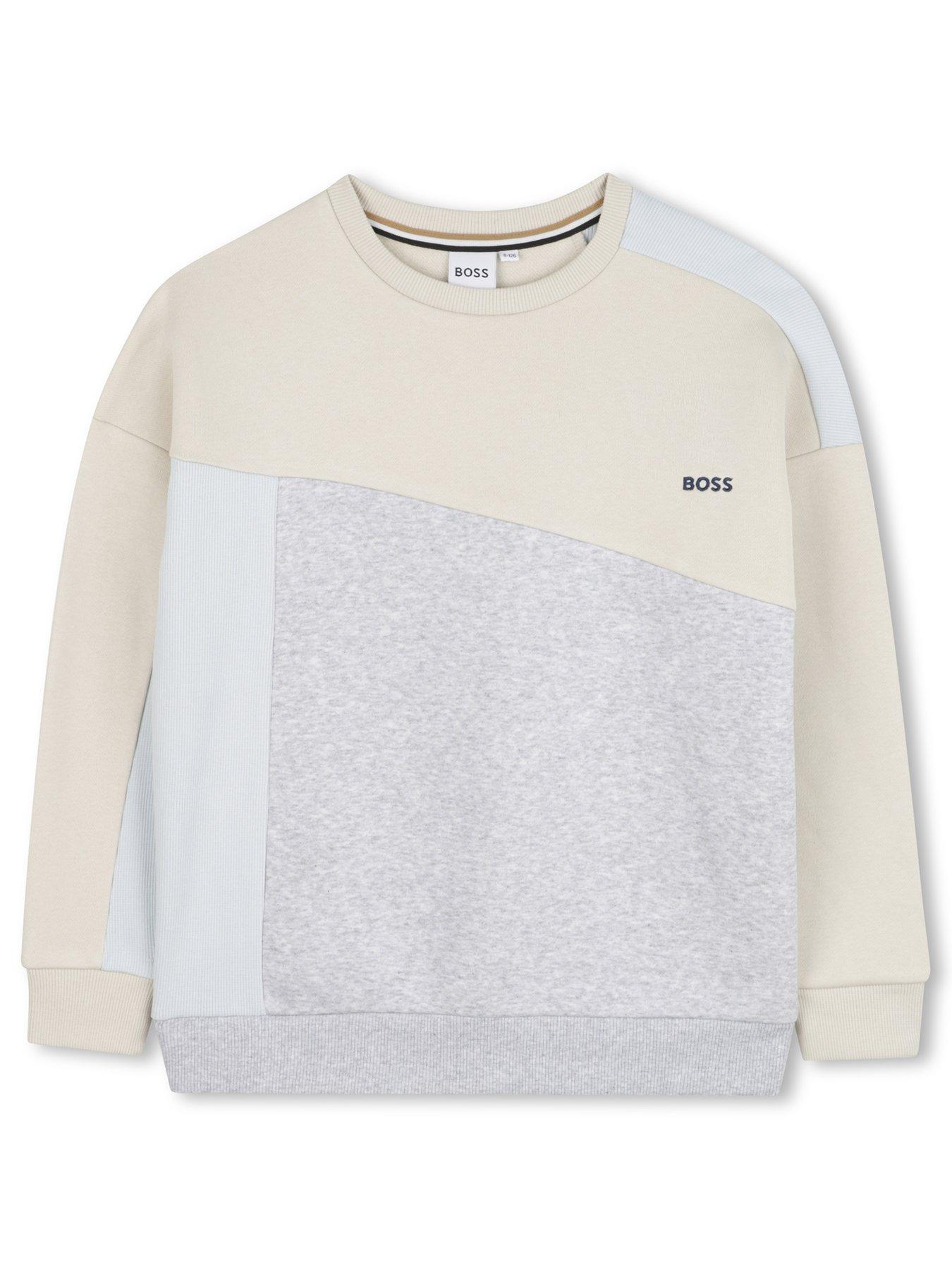 BOSS Boys Colour Block Sweatshirt - Cream