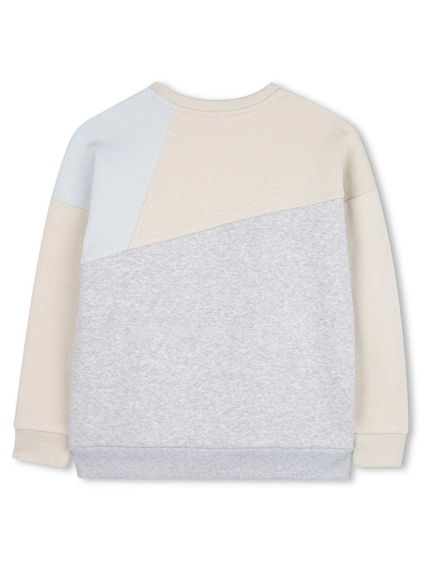  image of boss-boys-colour-block-sweatshirt-cream