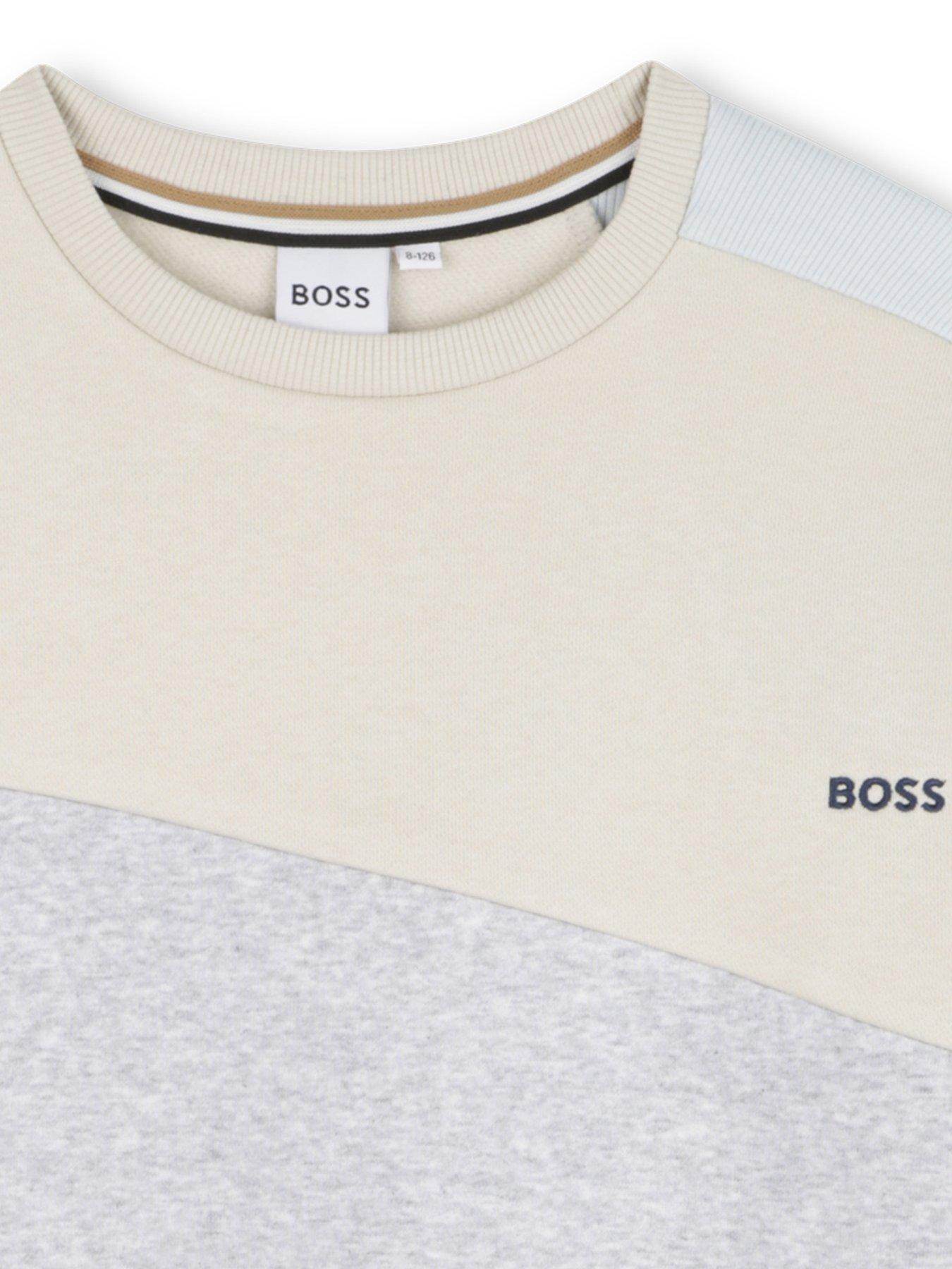  image of boss-boys-colour-block-sweatshirt-cream