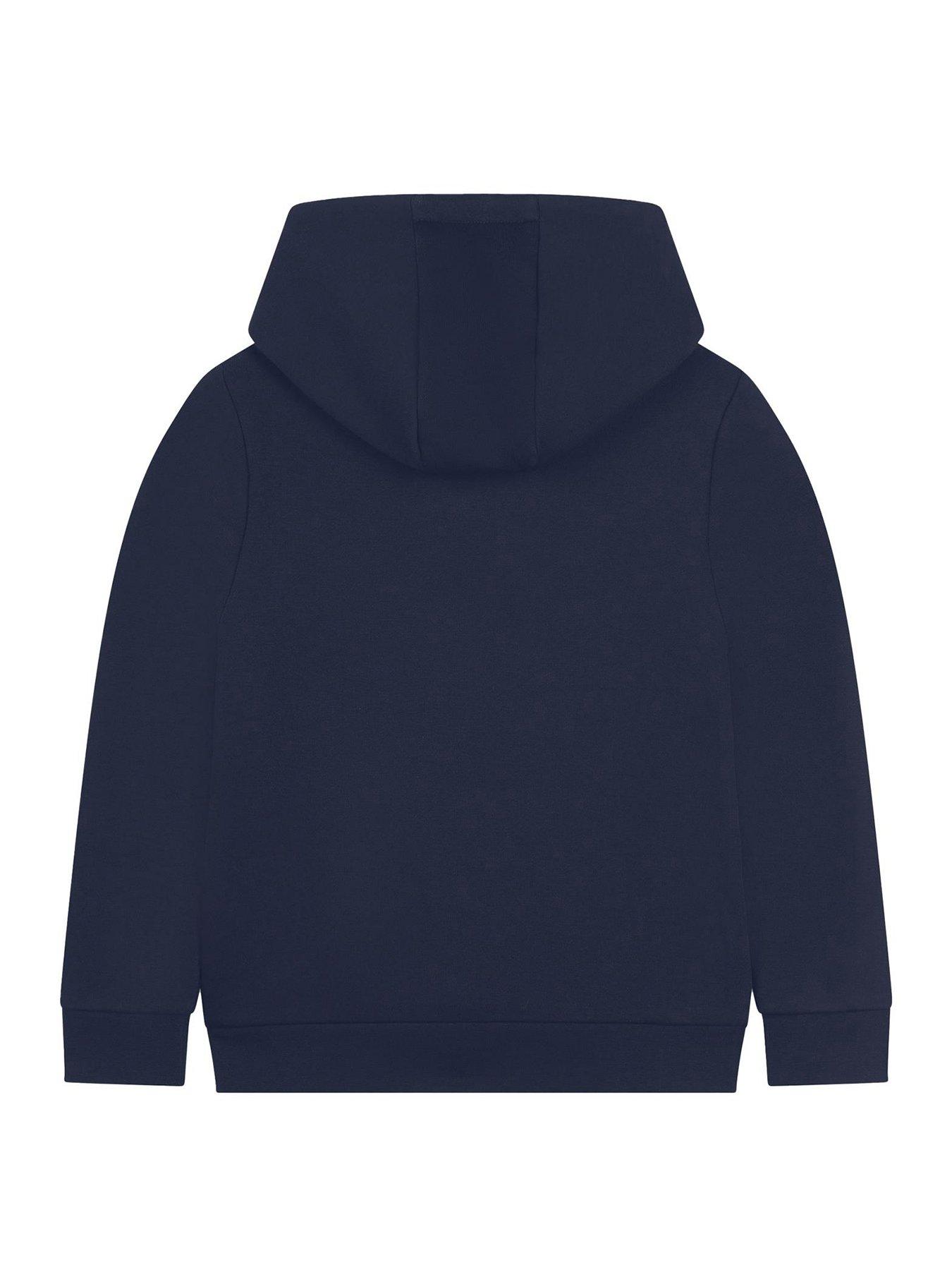 back image of boss-boys-large-logo-hoodie-navy