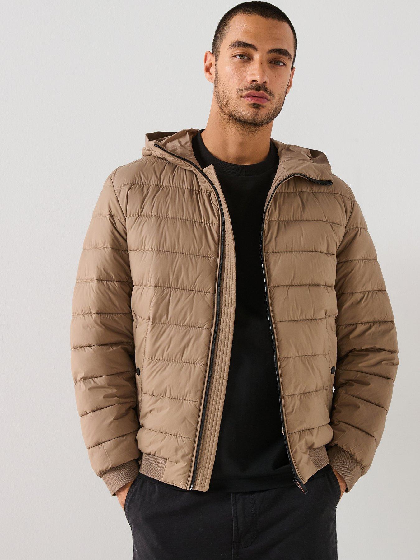 BOSS Odenis Regular Fit Hooded Padded Jacket - Dark Beige