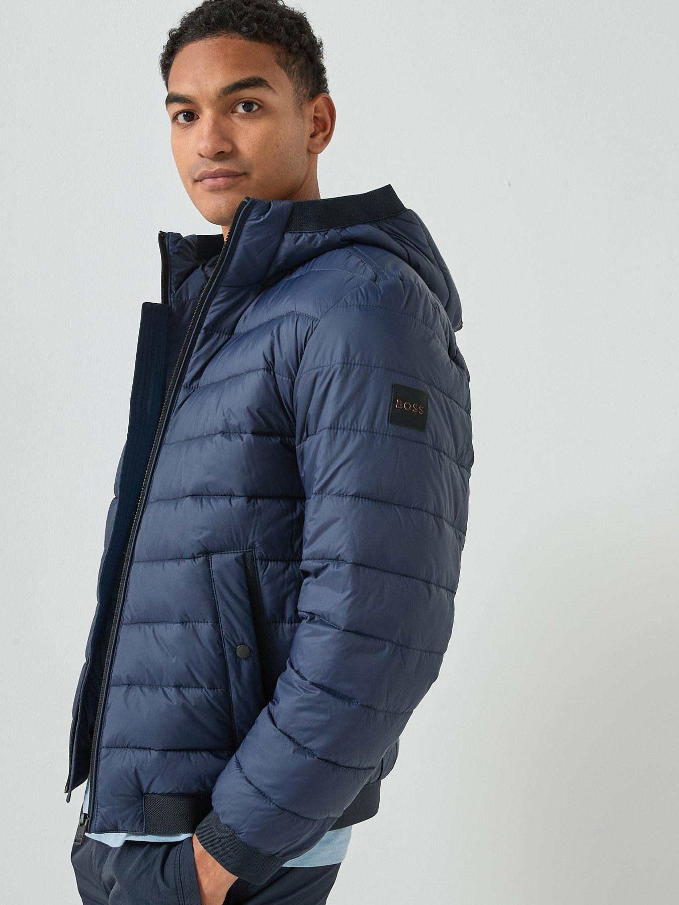 BOSS Odenis Regular Fit Hooded Padded Jacket - Navy