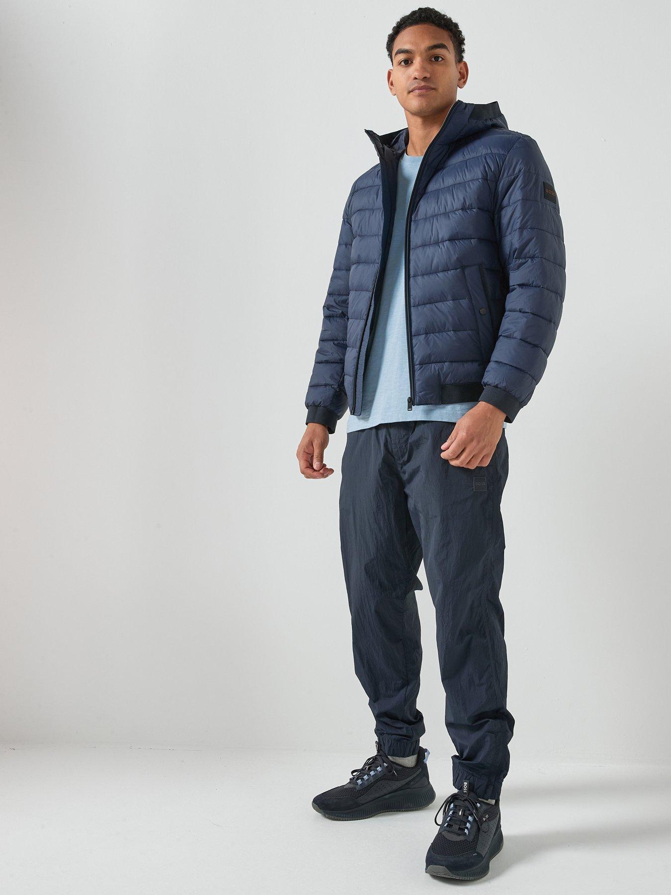  image of boss-odenis-regular-fit-hooded-padded-jacket-navy