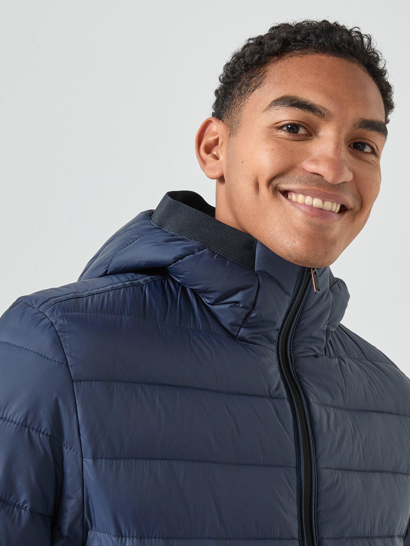  image of boss-odenis-regular-fit-hooded-padded-jacket-navy