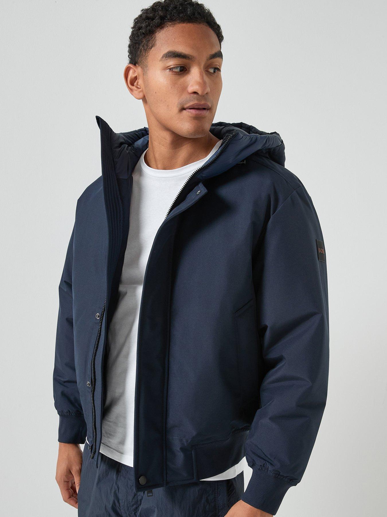 BOSS Osis1 Relaxed Fit Heavyweight Bomber Jacket - Navy