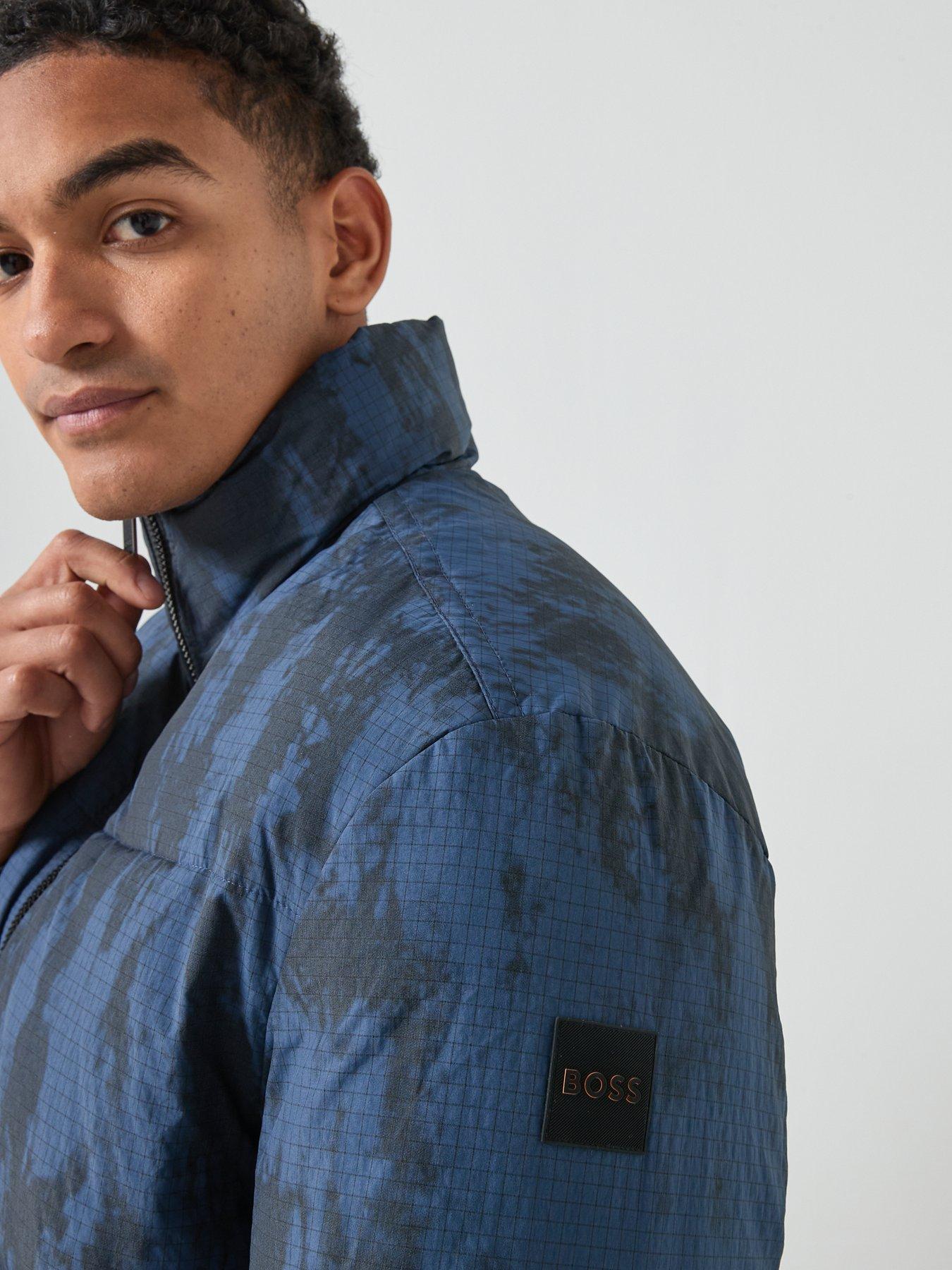  image of boss-oshin-relaxed-fit-camo-quilted-jacket-navy