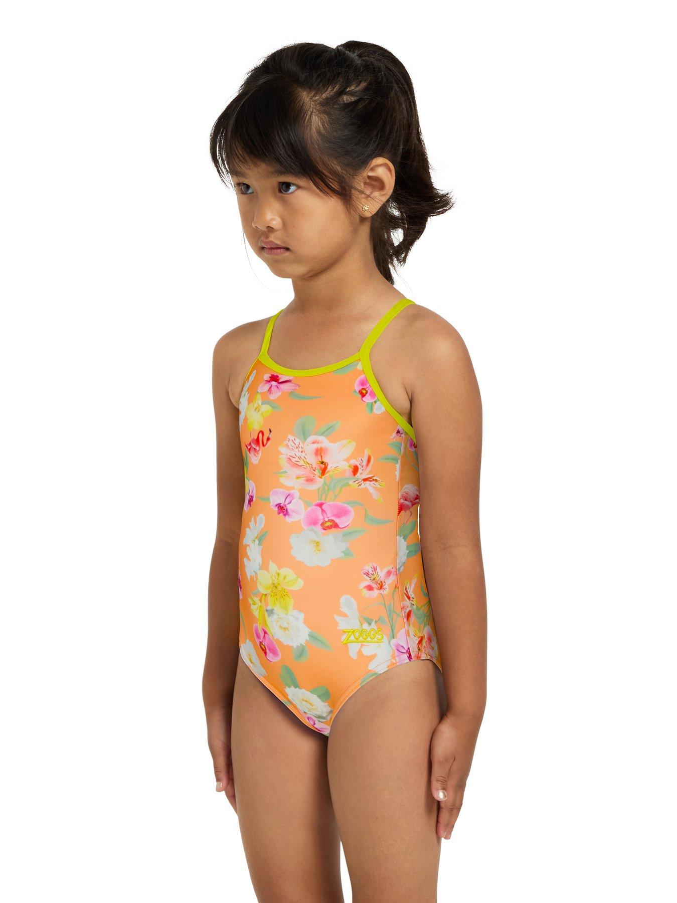 Image 2 of 4 of Zoggs Kids Girls Nirvana Yaroomba Floral Swimsuit - Orange