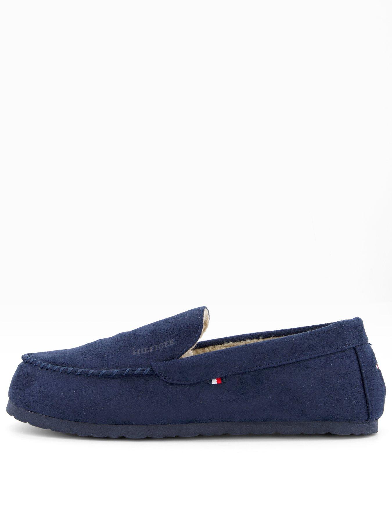front image of tommy-hilfiger-driver-suede-slippers-navy