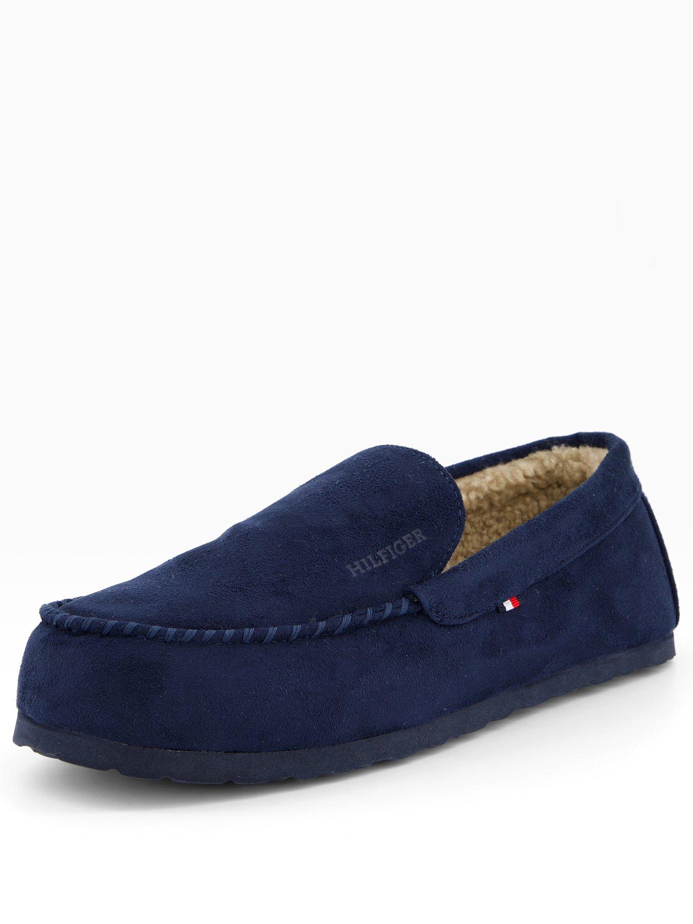  image of tommy-hilfiger-driver-suede-slippers-navy