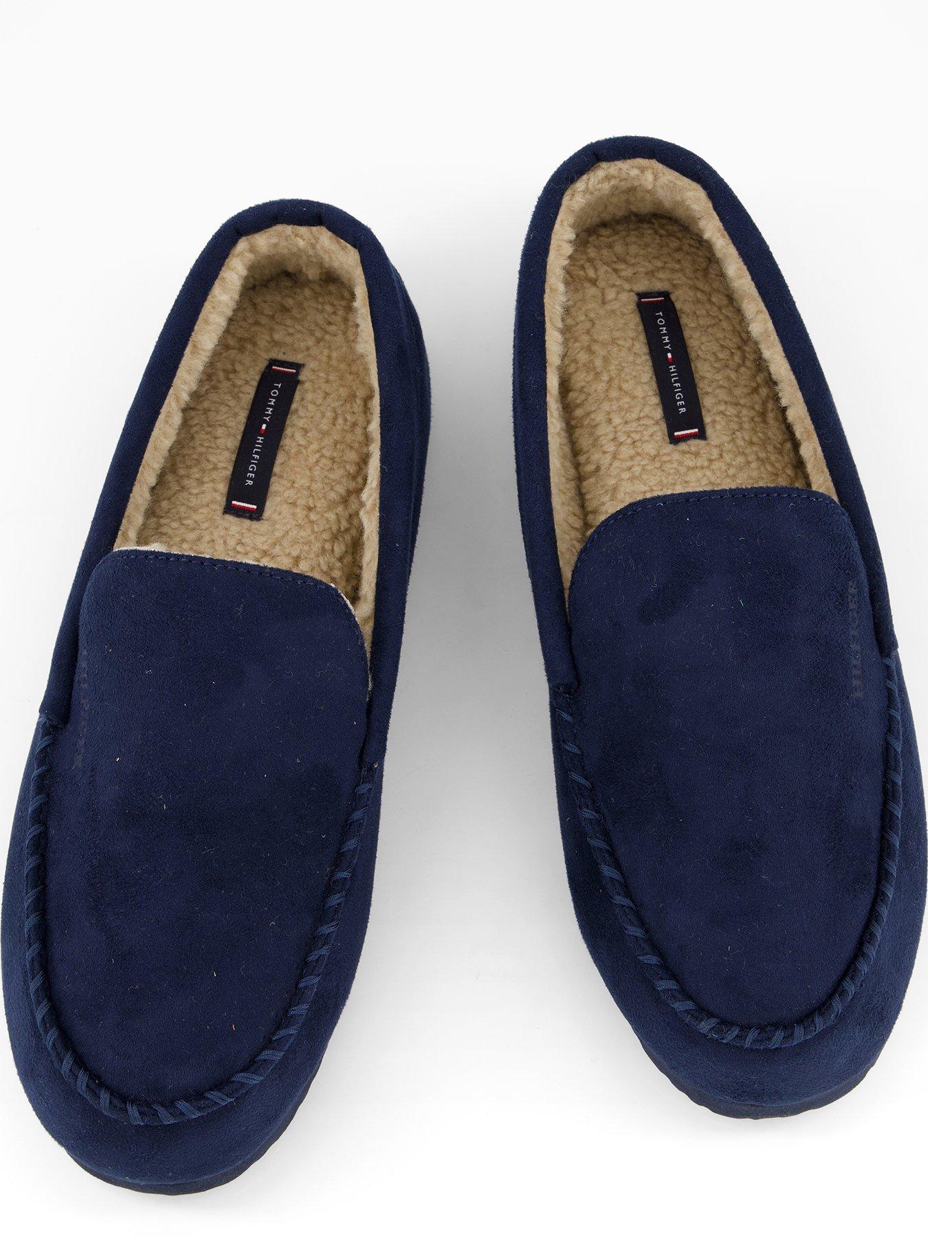  image of tommy-hilfiger-driver-suede-slippers-navy