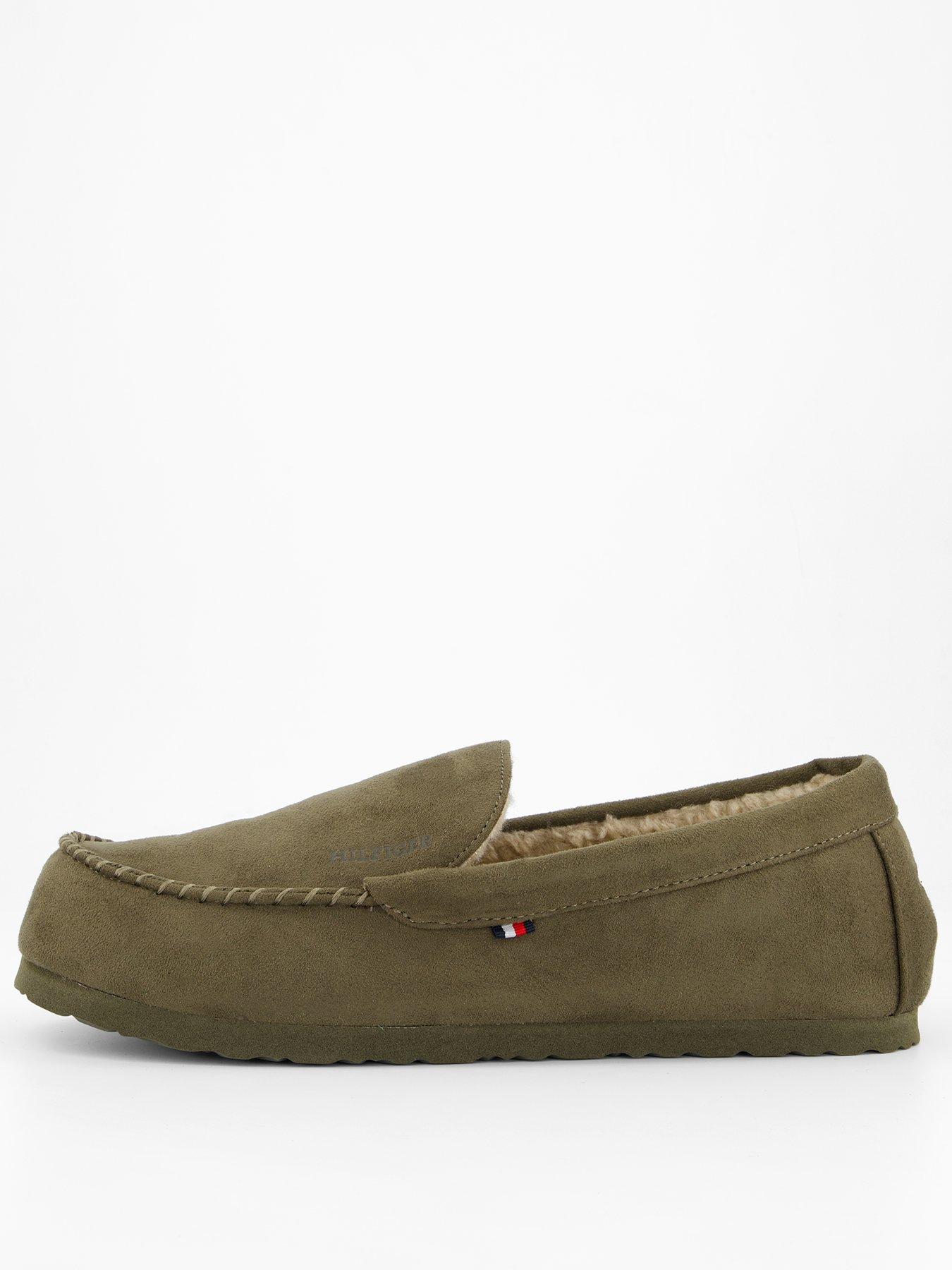 front image of tommy-hilfiger-driver-suede-slippers-green
