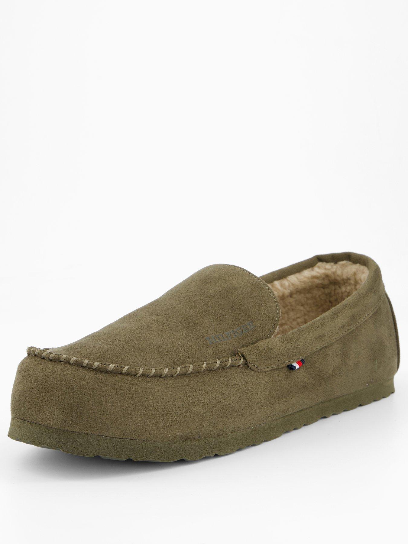 stillFront image of tommy-hilfiger-driver-suede-slippers-green