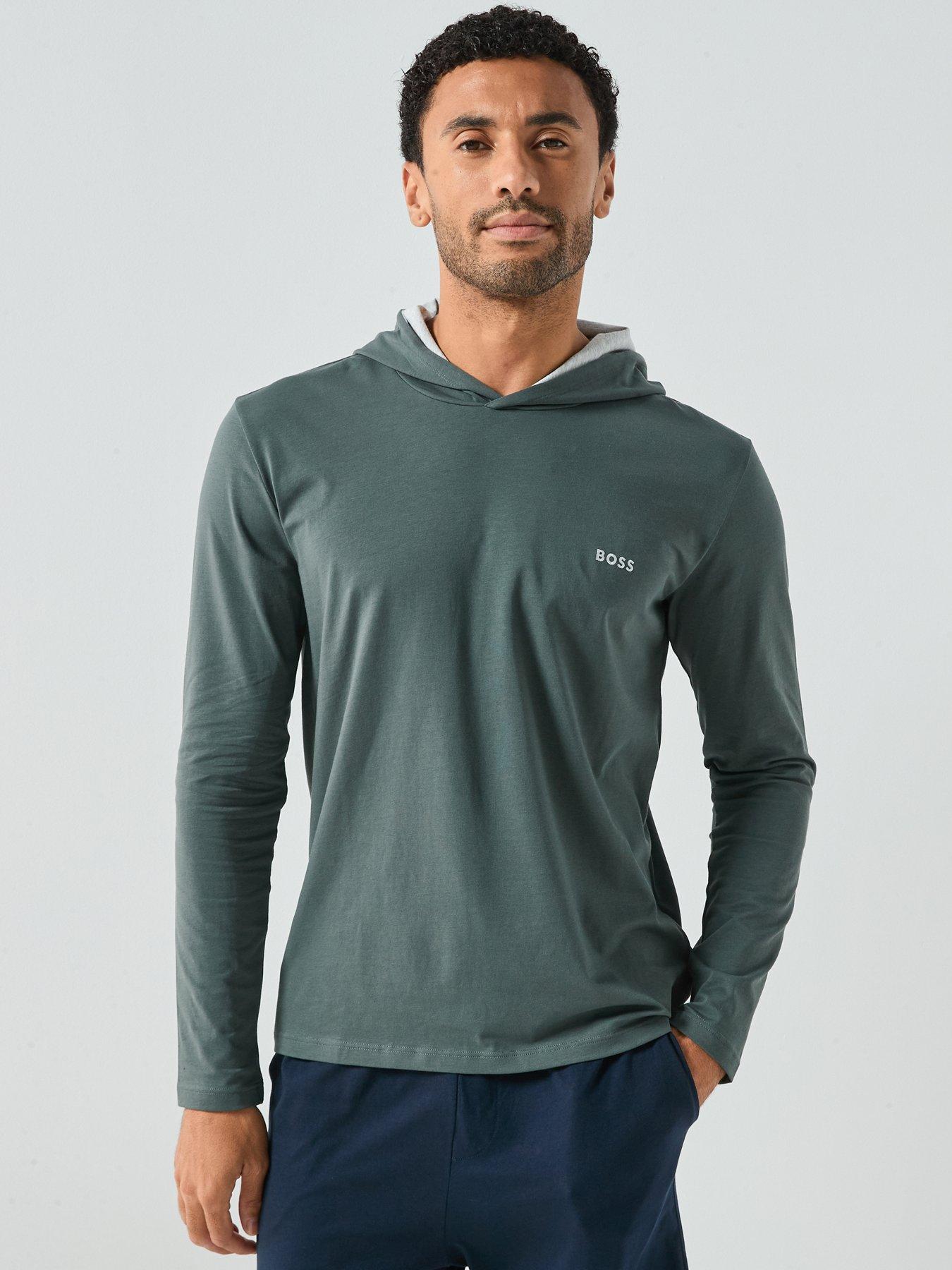 Image 1 of 6 of BOSS Bodywear Mix &amp; Match Lounge Overhead Hoodie - Green
