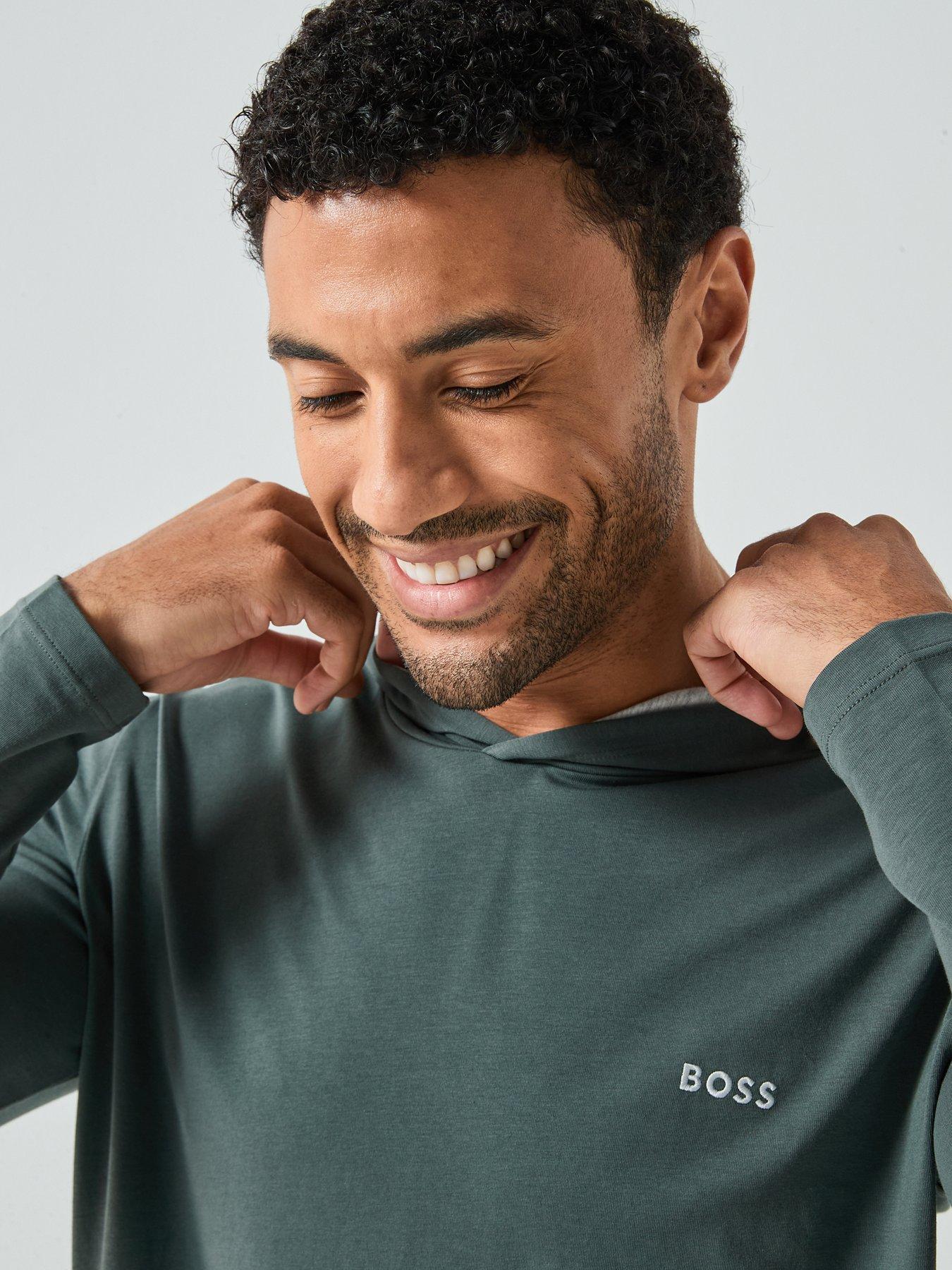 Image 4 of 6 of BOSS Bodywear Mix &amp; Match Lounge Overhead Hoodie - Green