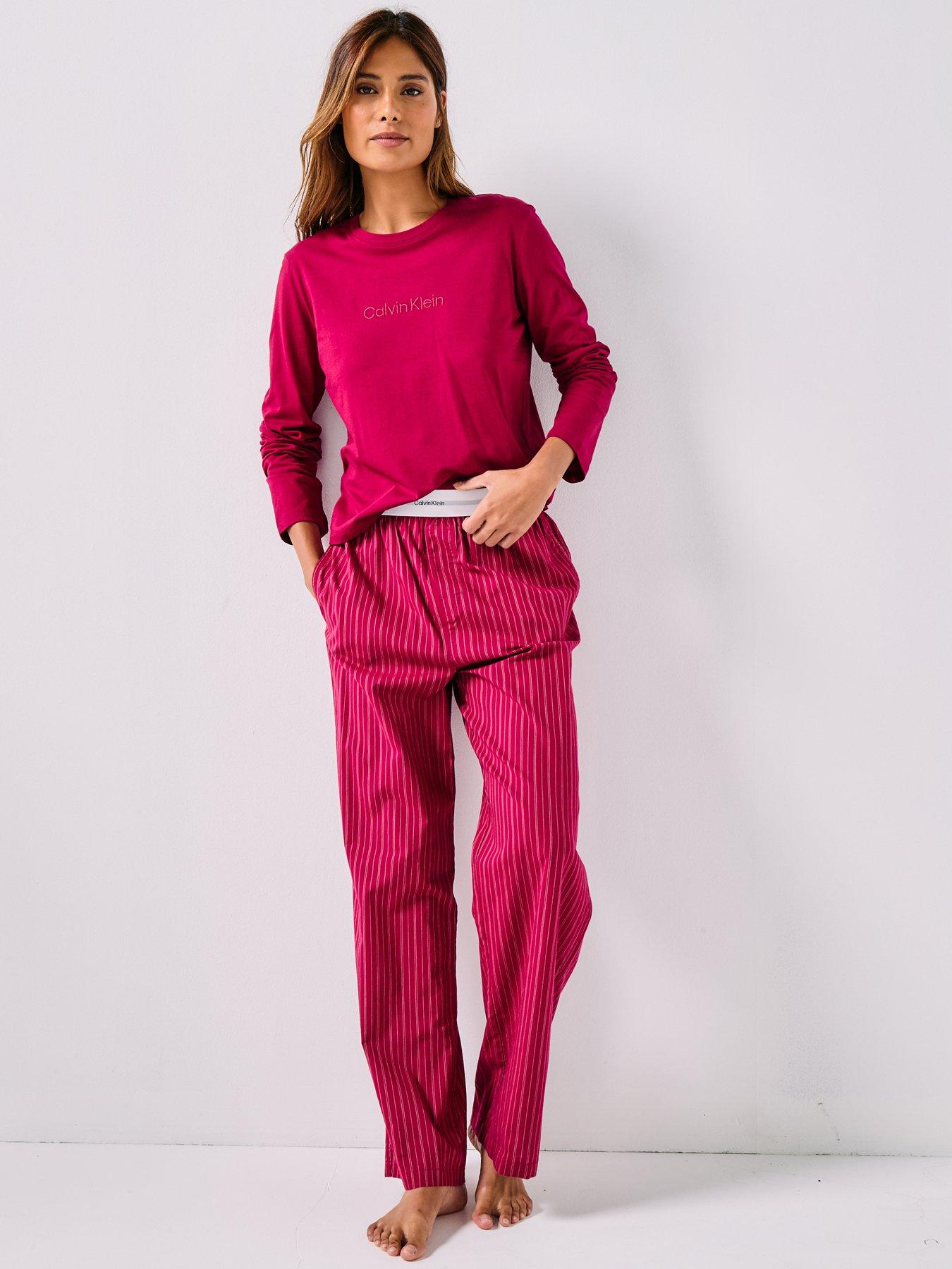  image of calvin-klein-long-sleeve-t-shirt-and-pant-holiday-set-red